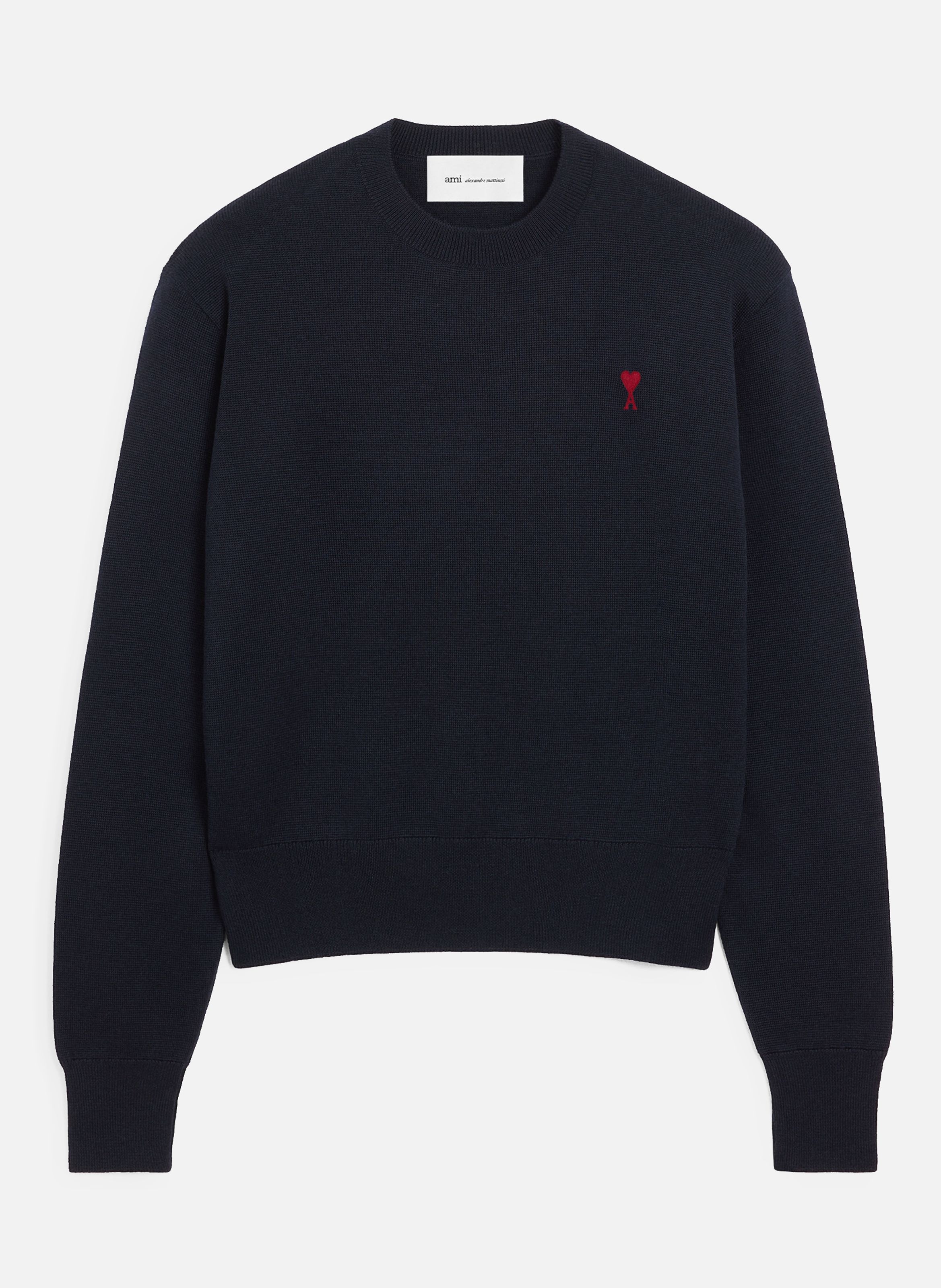 Pull Col Rond Ami De Coeur En Laine AMI PARIS Bleu