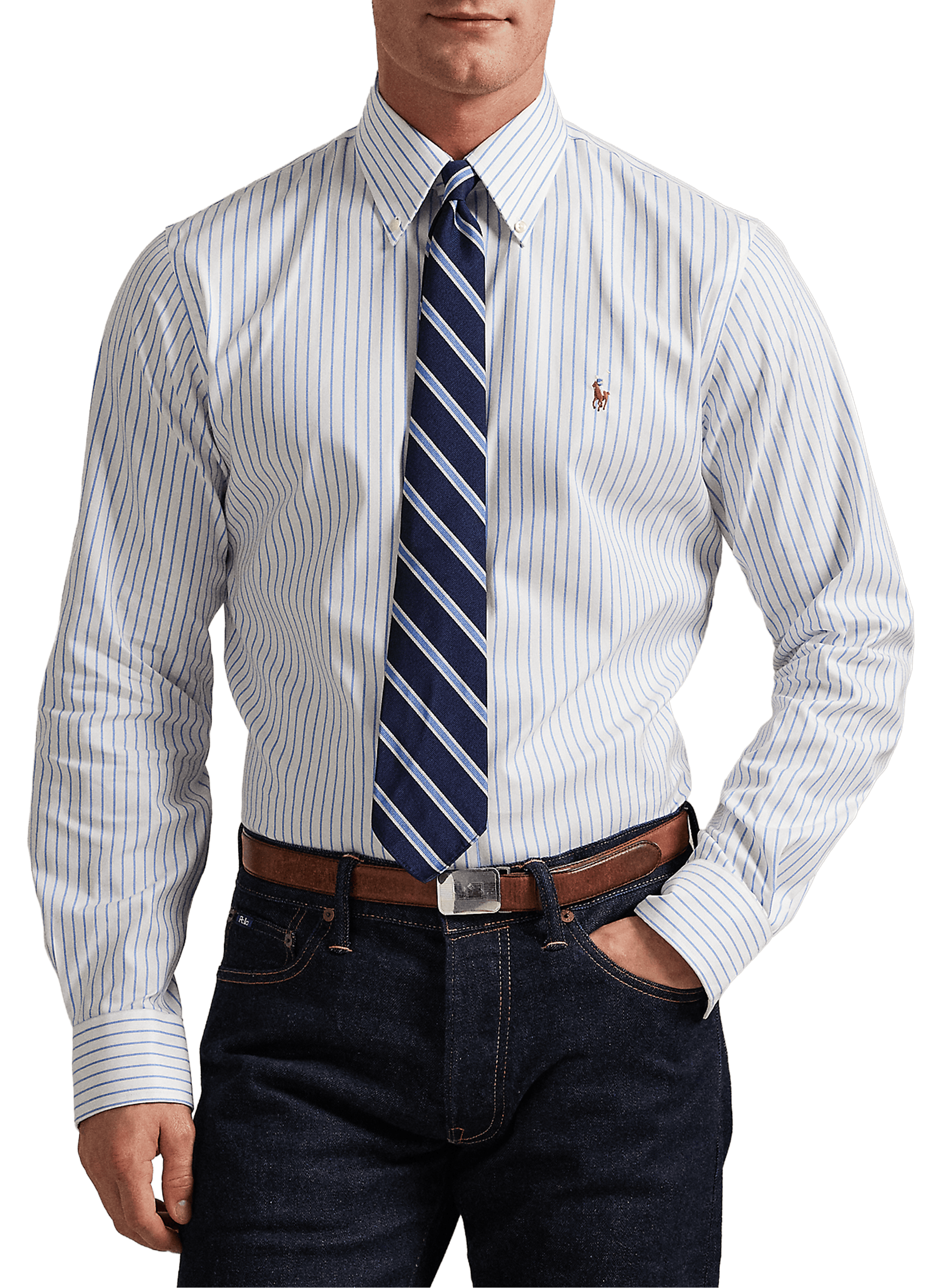 Slim-fit striped cotton shirt POLO RALPH LAUREN White