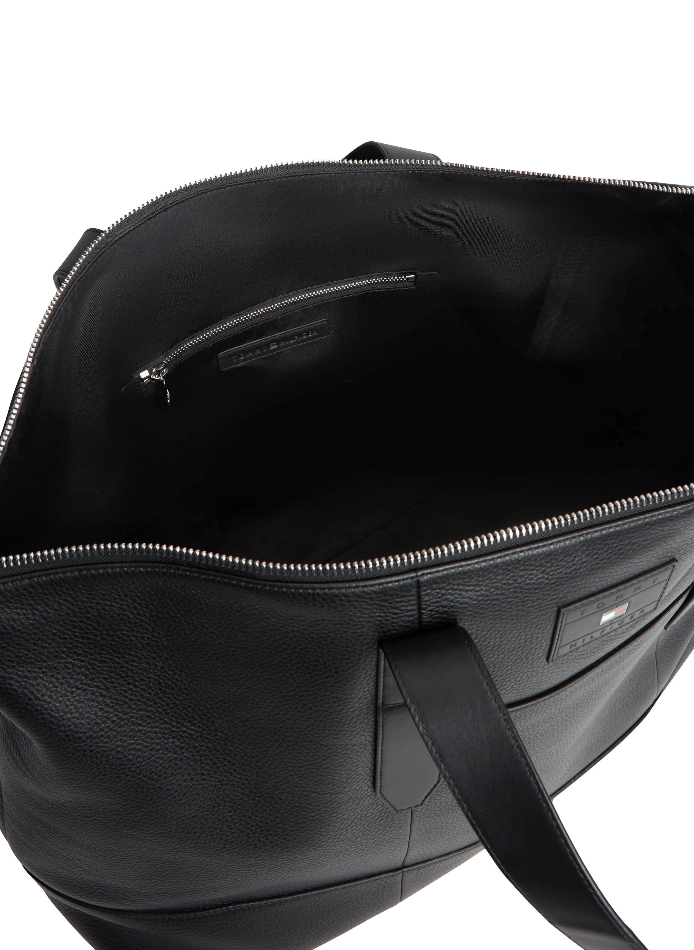 Leather weekend shoulder bag TOMMY HILFIGER Black