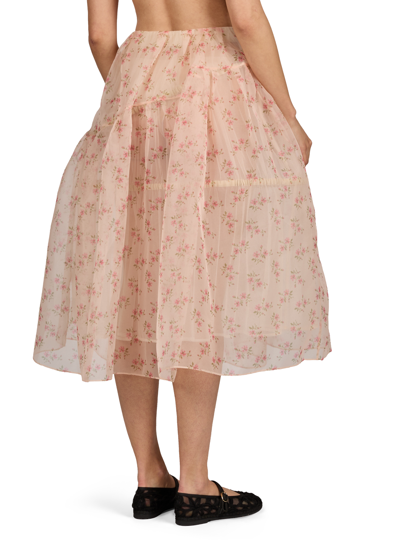 Midi skirt with ruffled sheer chiffon SIMONE ROCHA Silver