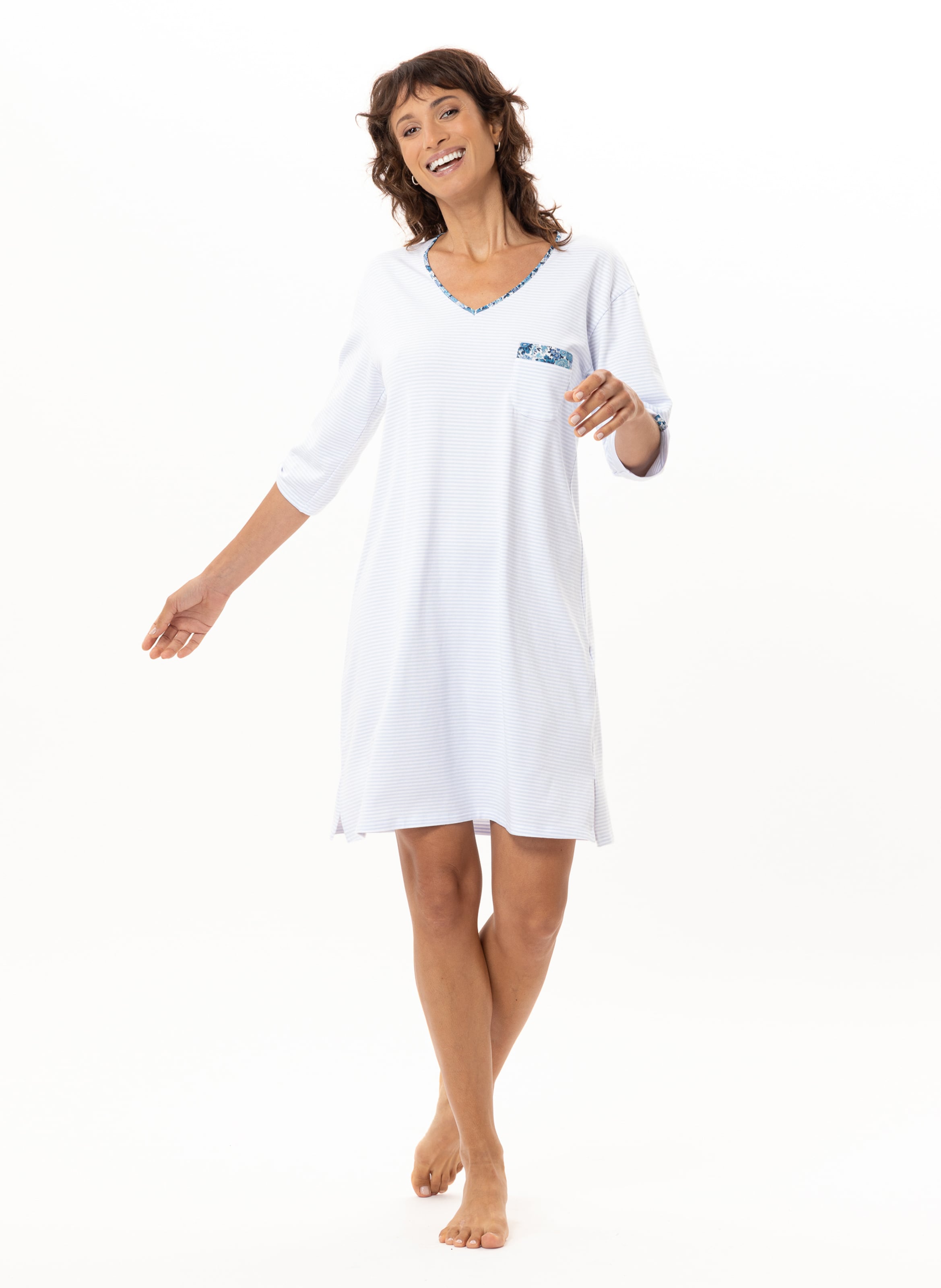 Chemise de nuit en coton garden 201 LE CHAT Multicolore