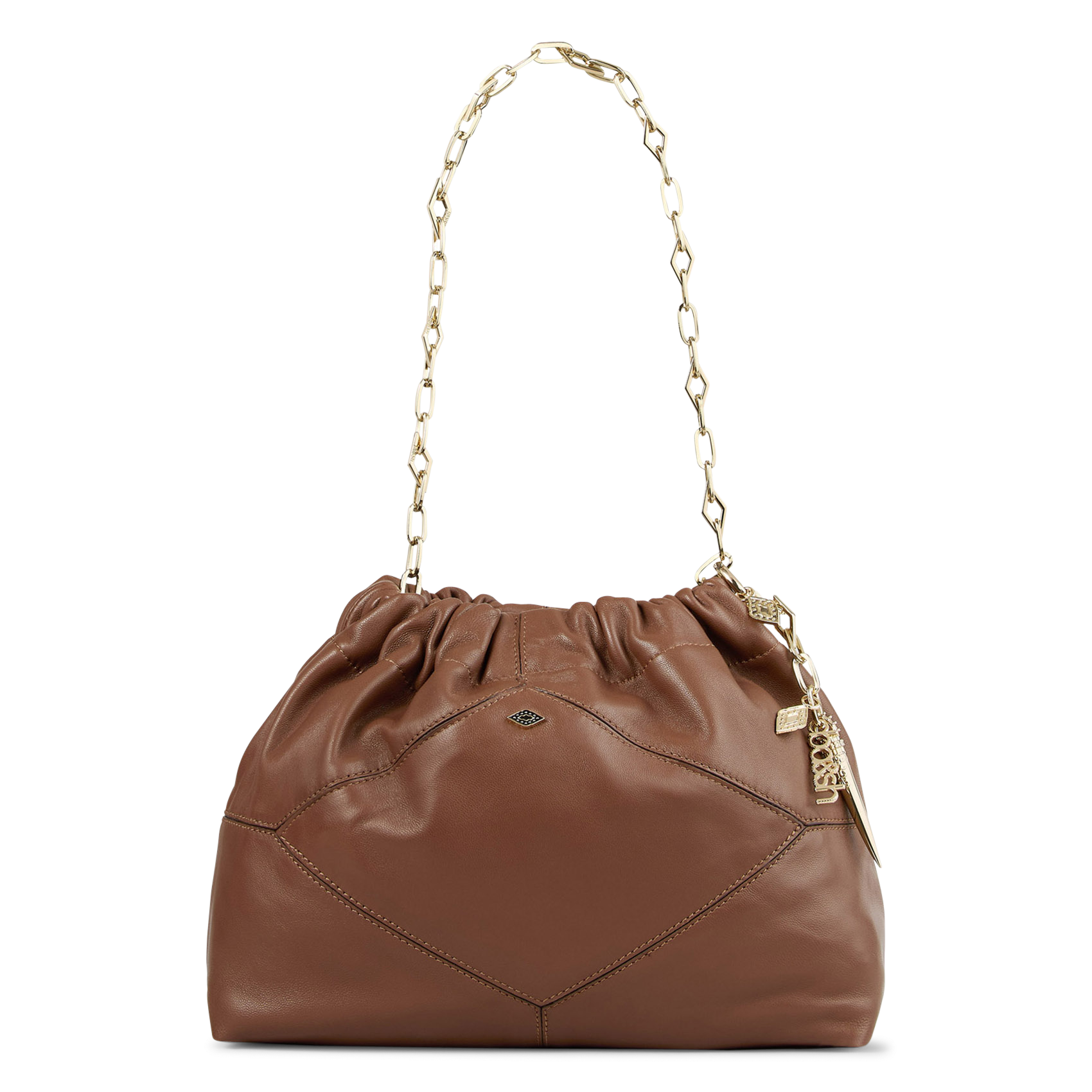 Sac épaule uni en cuir mini june tote BA&SH Marron