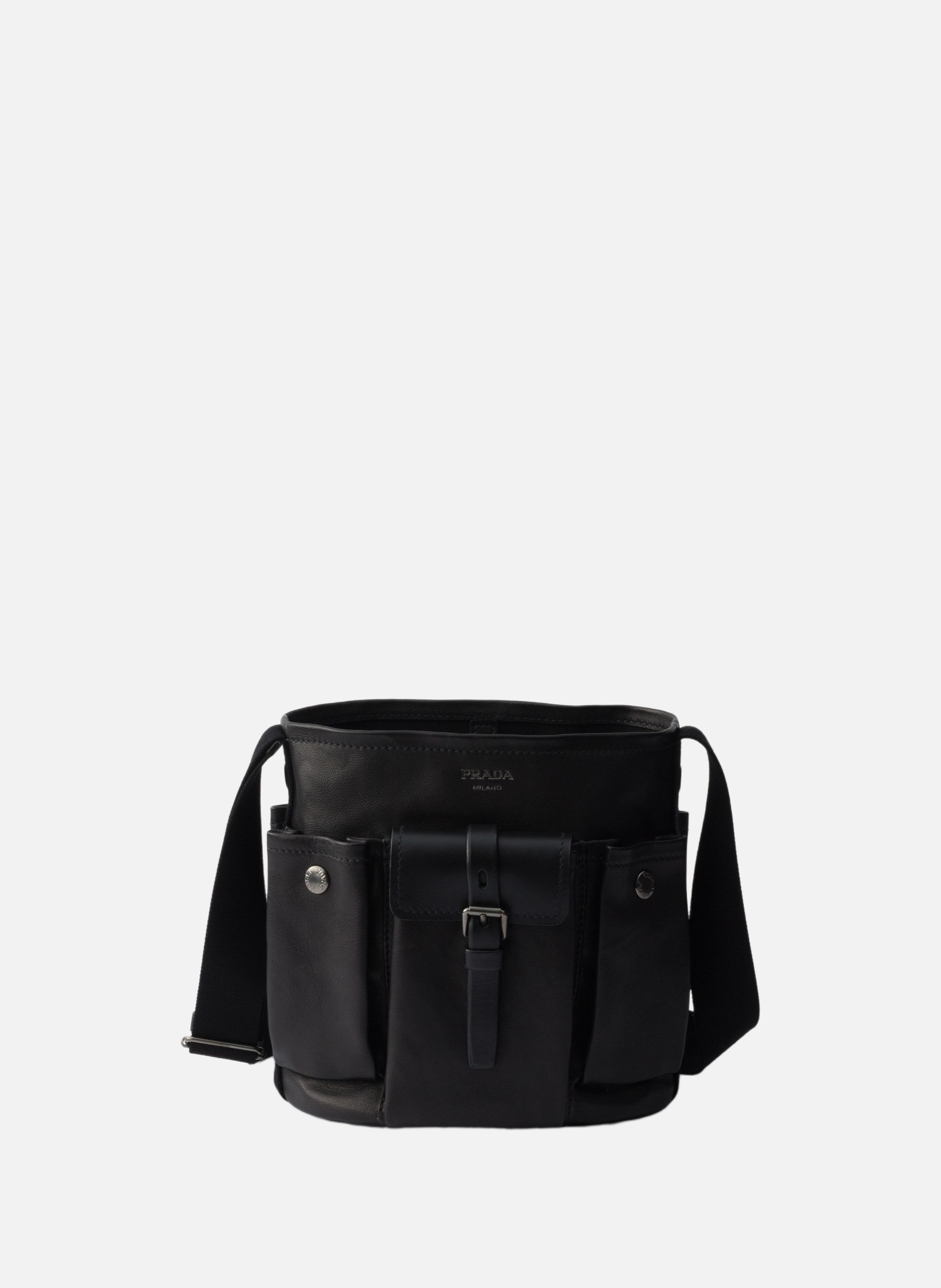 Mini sac seau prada route en cuir PRADA Noir