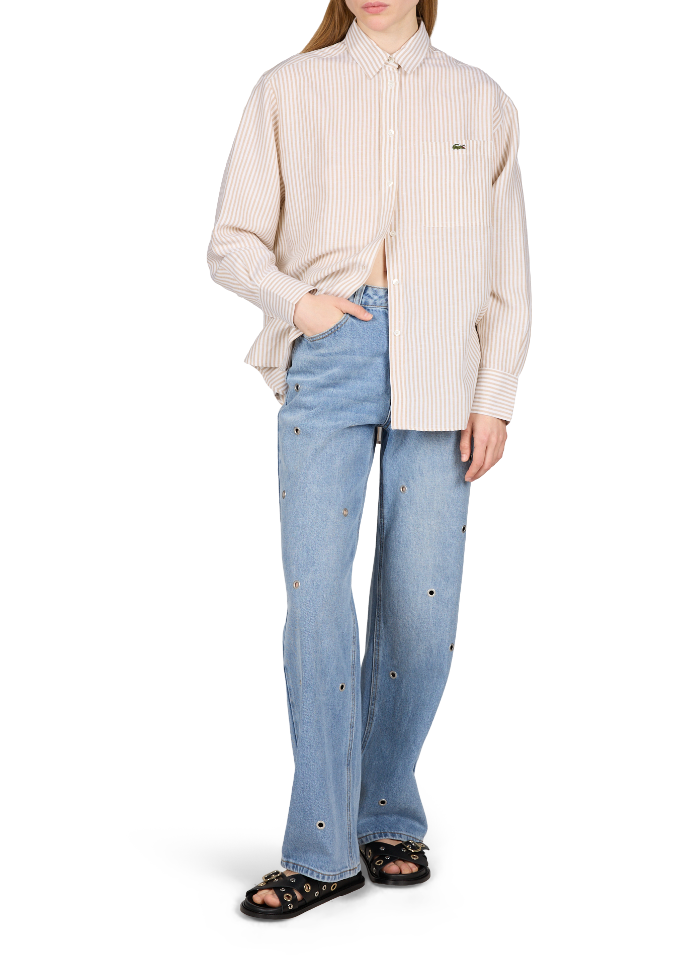 Long-sleeved striped cotton shirt LACOSTE Multicolour