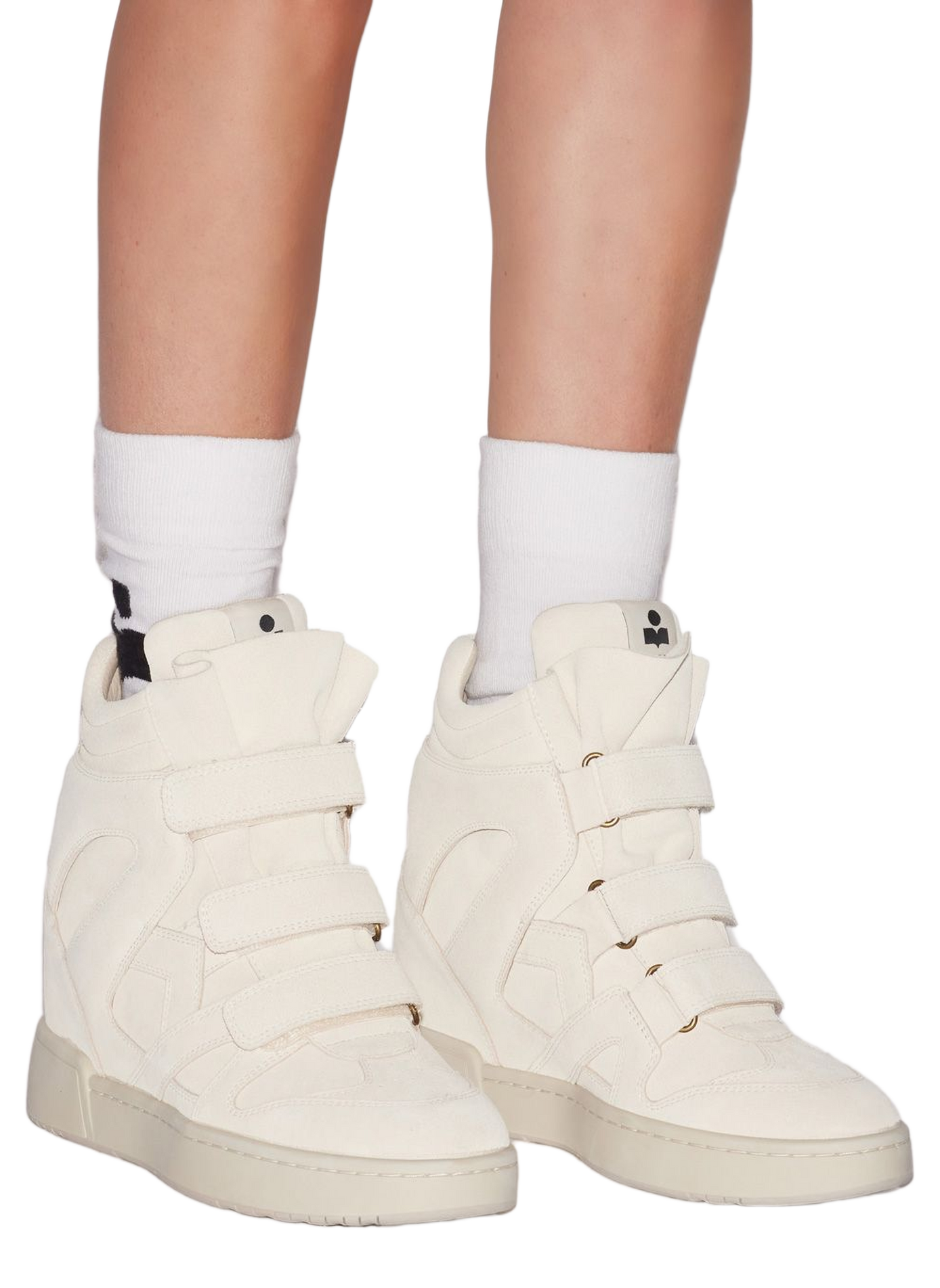 Wedge high-top sneakers in suede leather ISABEL MARANT White
