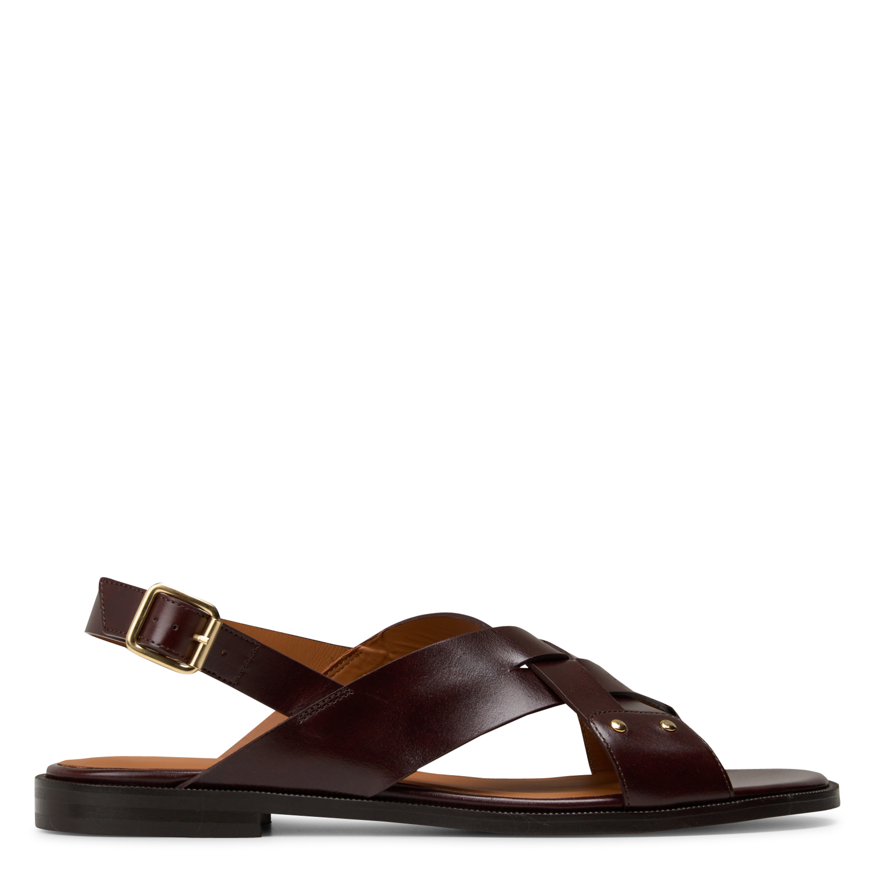 Sandales plates en cuir n°204 RIVECOUR Marron