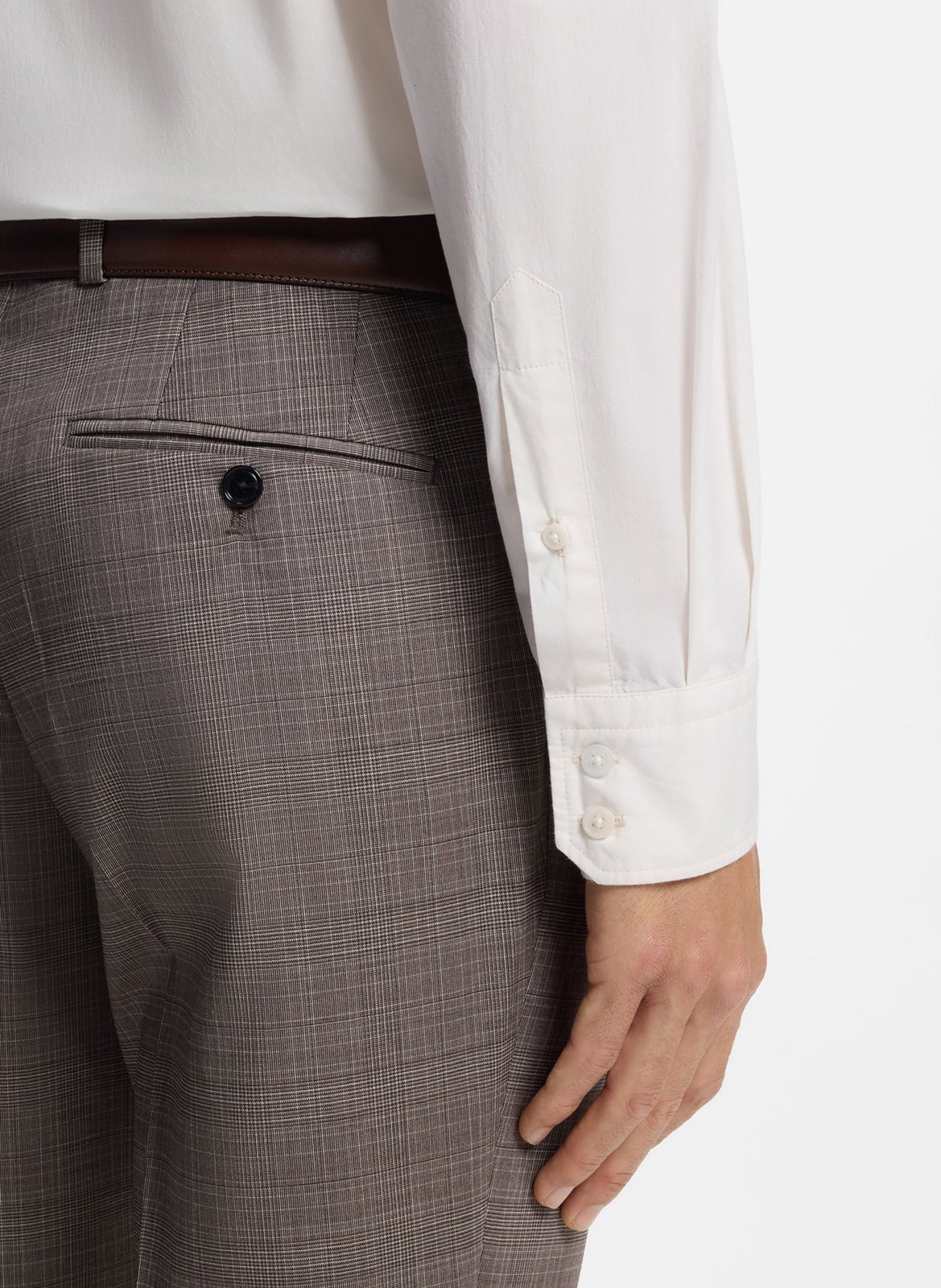 Chemise en coton col classique BOSS Beige