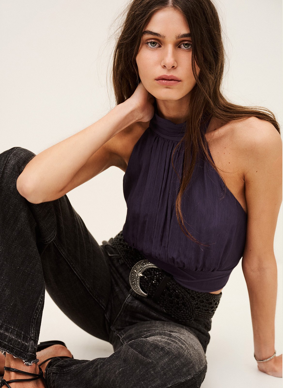 Top droit col montant oia BA&SH Violet