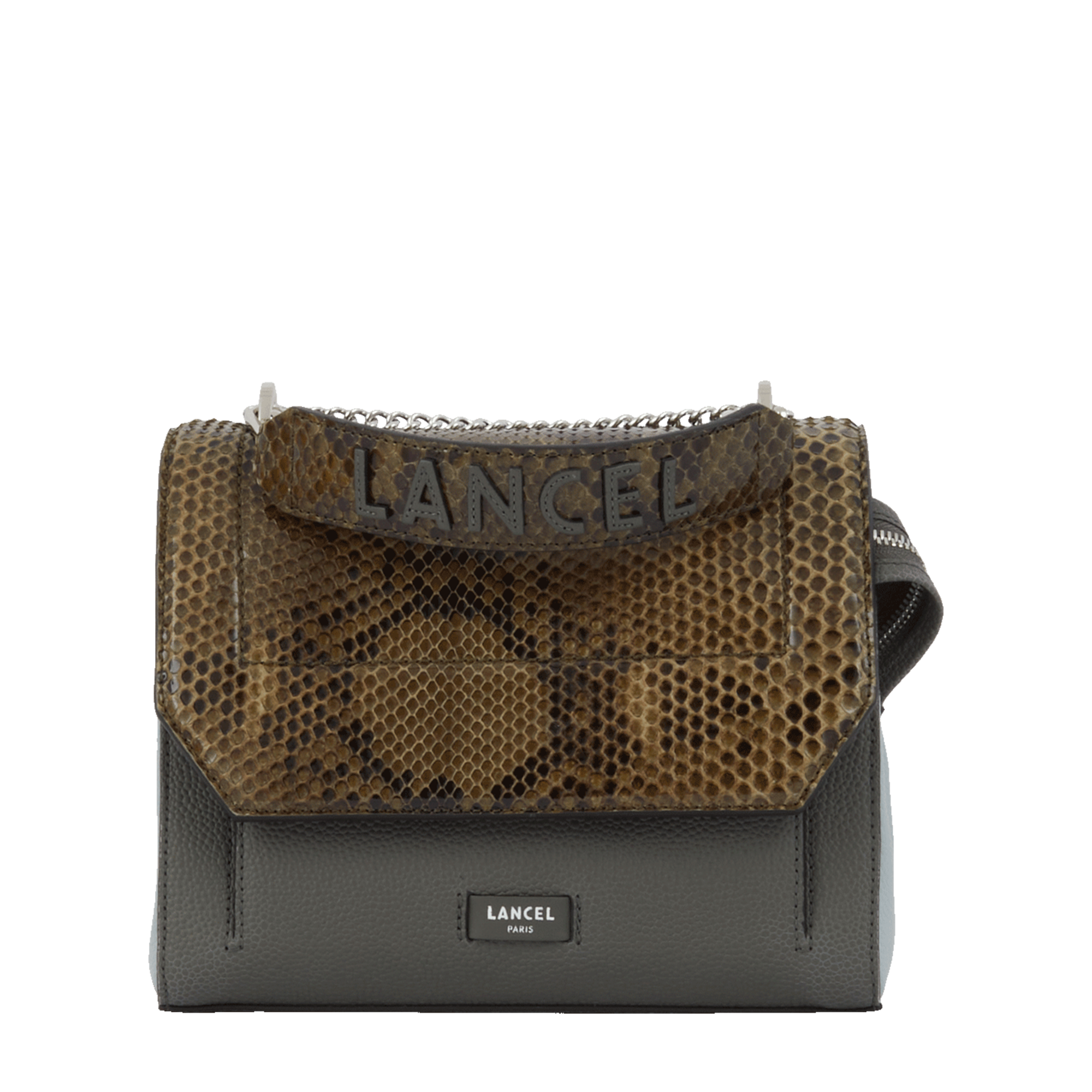 Sac rabat ninon de lancel en cuir de vachette graine & python LANCEL Gris