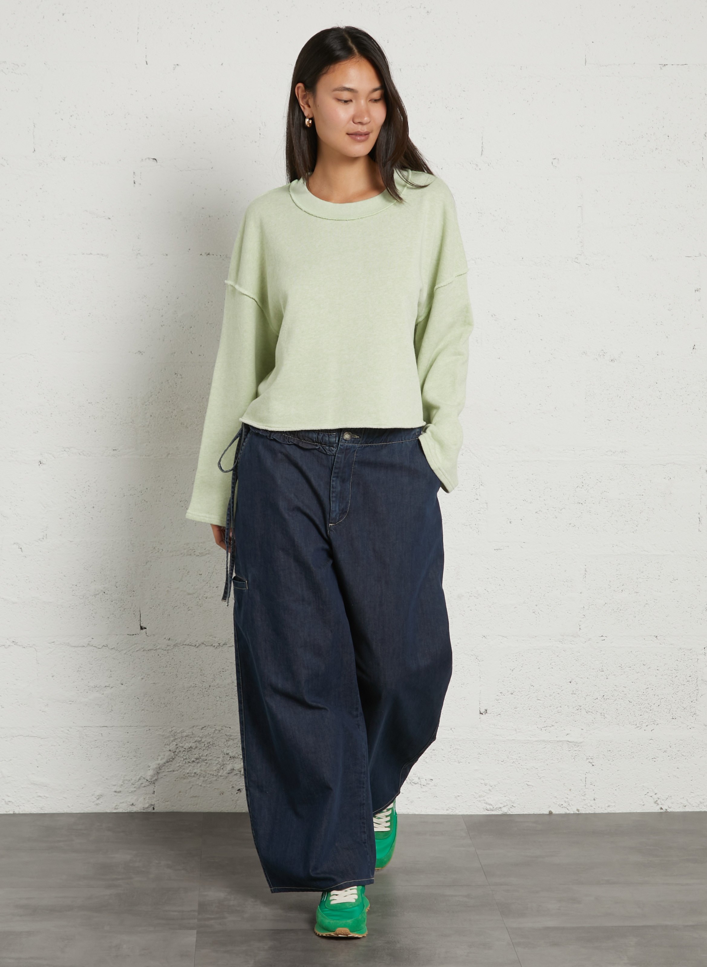 Sweat oversize col rond en coton dantown AMERICAN VINTAGE Vert