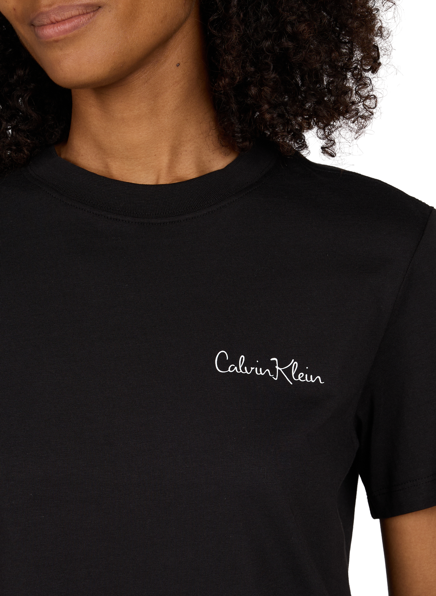 Einfarbiges Baumwoll-T-Shirt CALVIN KLEIN Schwarz
