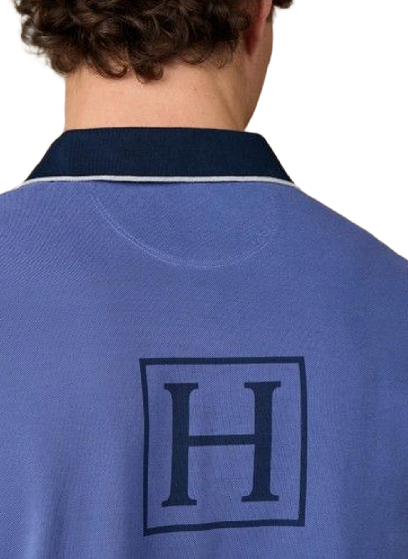 Polo droit à motif en coton HACKETT Bleu
