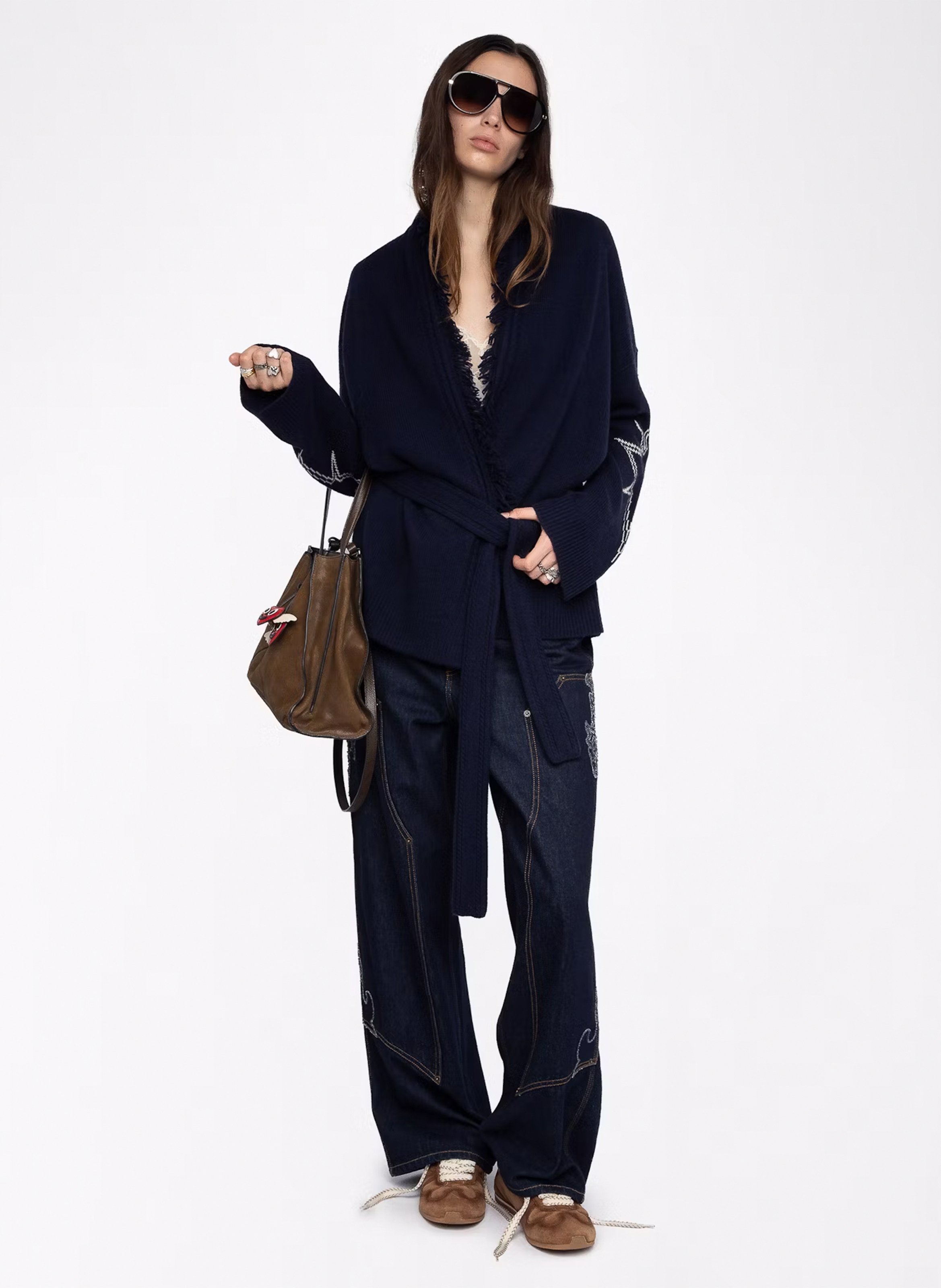 Wollen en kasjmier alpaca jas met V-hals. ZADIG&VOLTAIRE Blauw