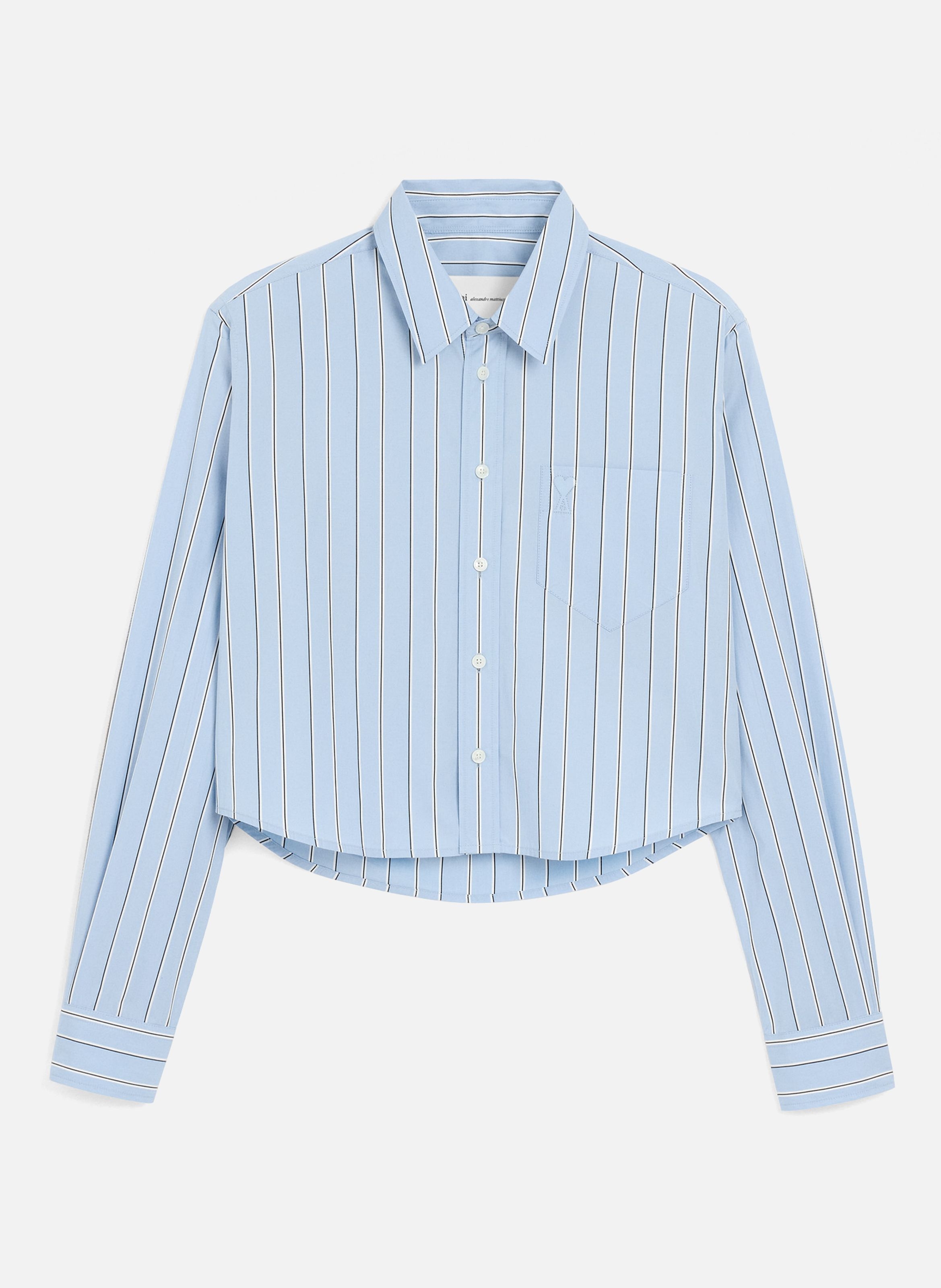 Chemise courte manches longues en coton AMI PARIS Bleu