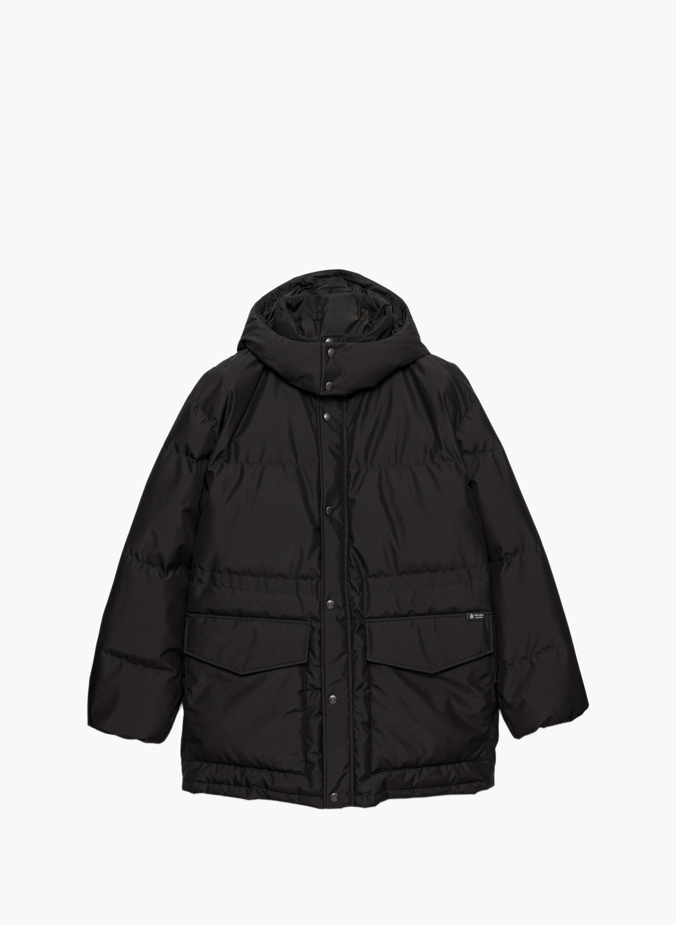 Veste en tissu technique de poids moyen avec duvet PRADA Noir