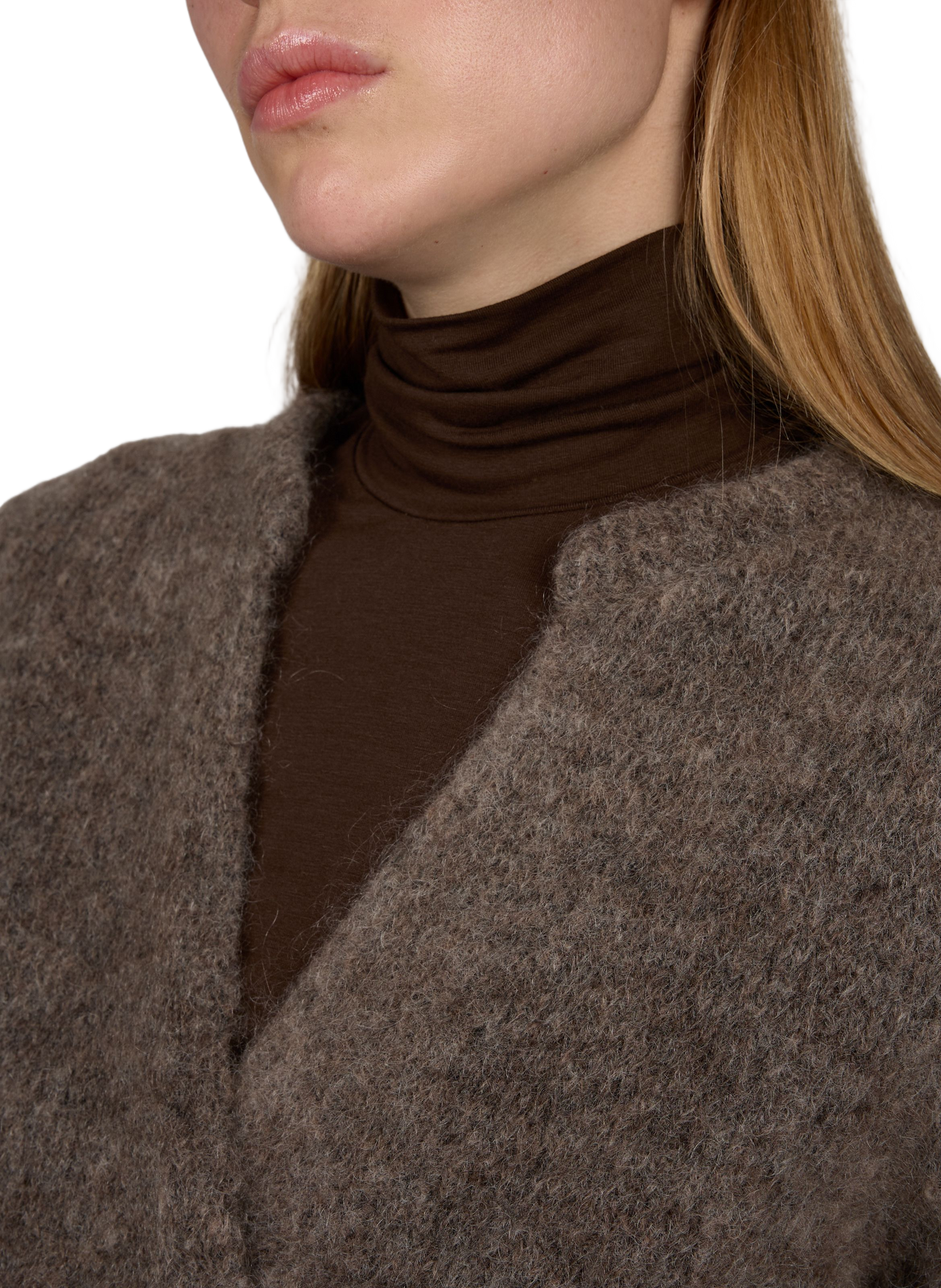 Oversized wool-blend cardigan OBJECT Brown