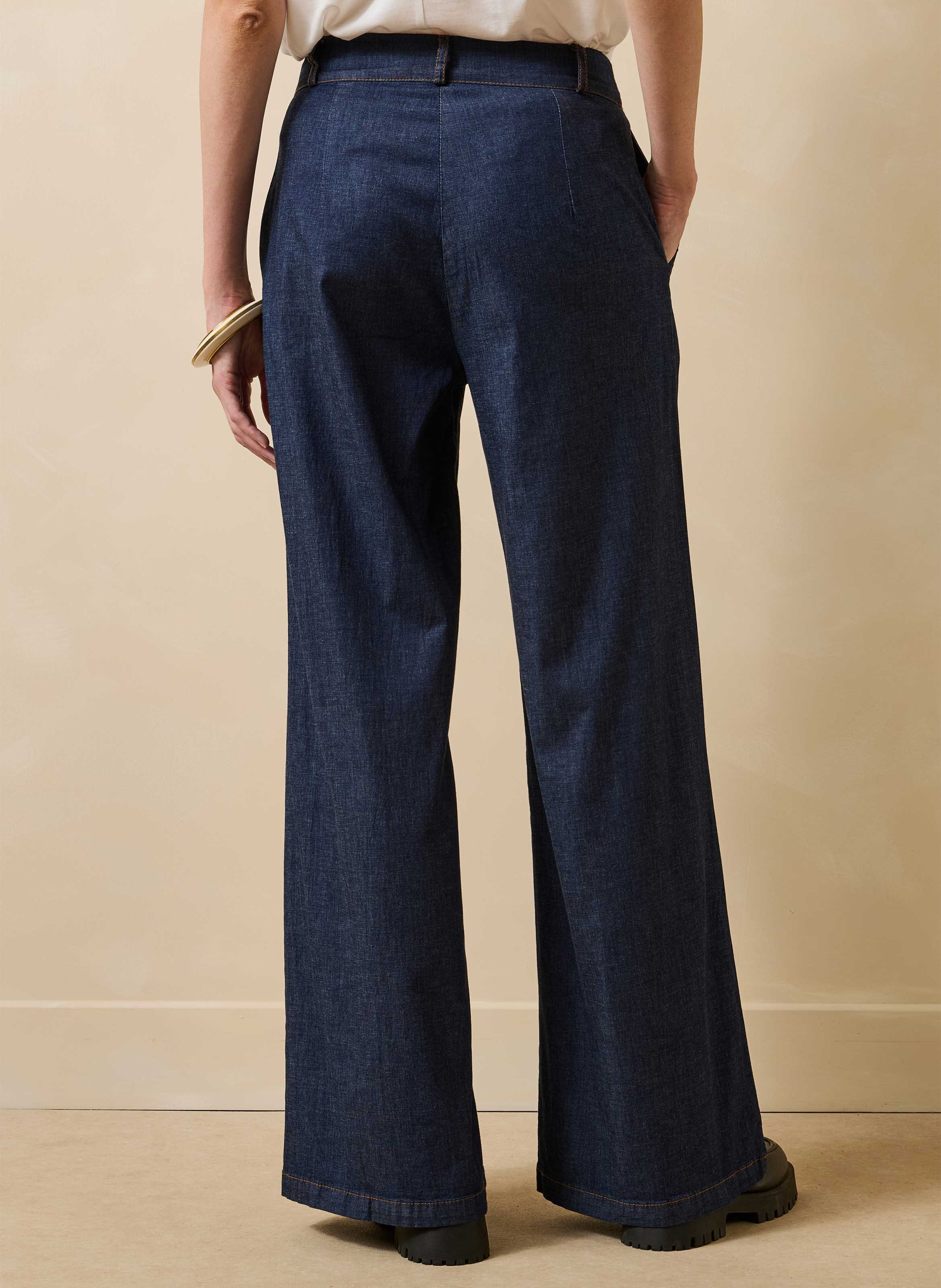 Hoge taille flared jeans van katoenmix LA FEE MARABOUTEE Blauw