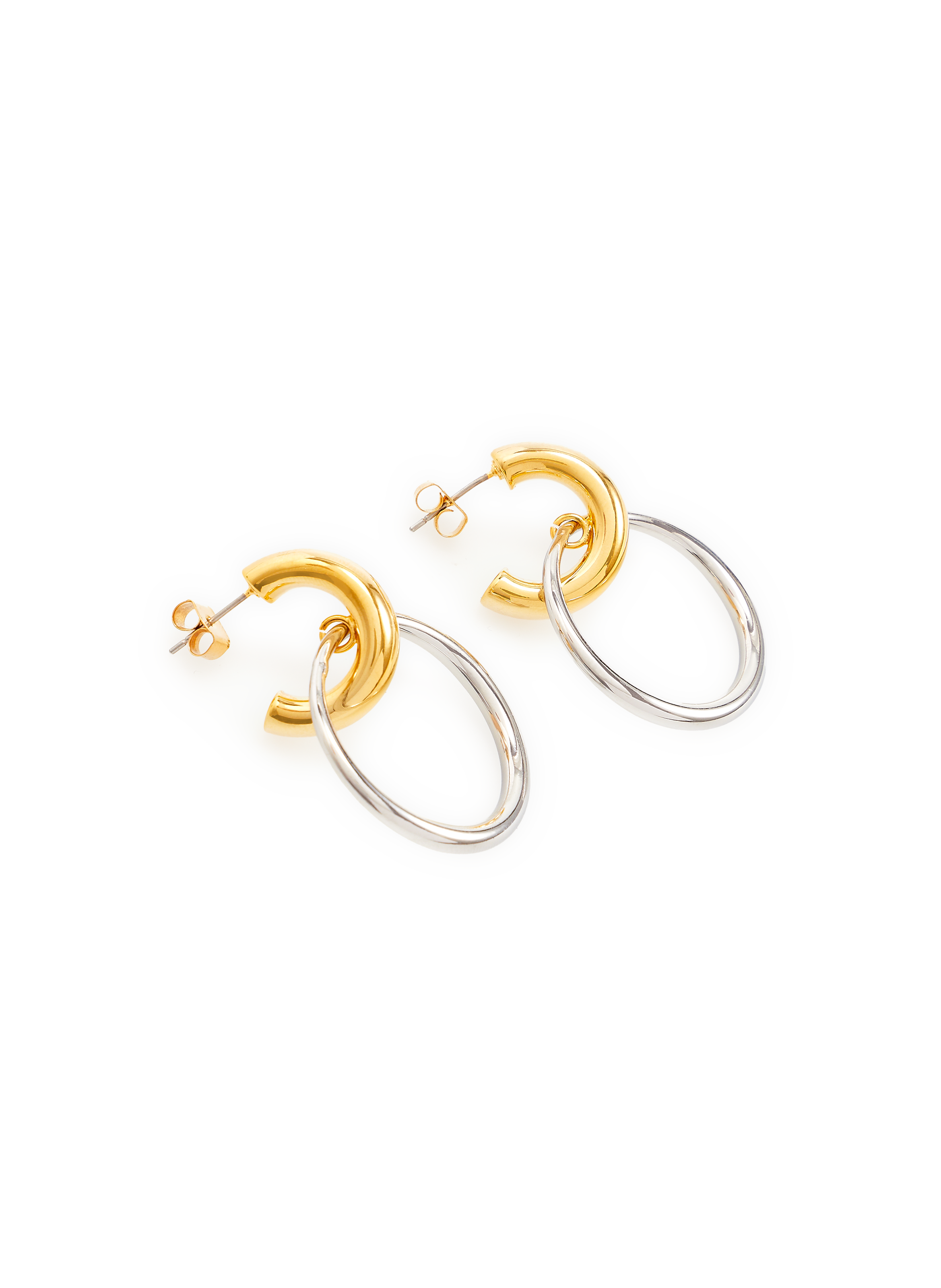 Boucles d'oreille bicolores en laiton