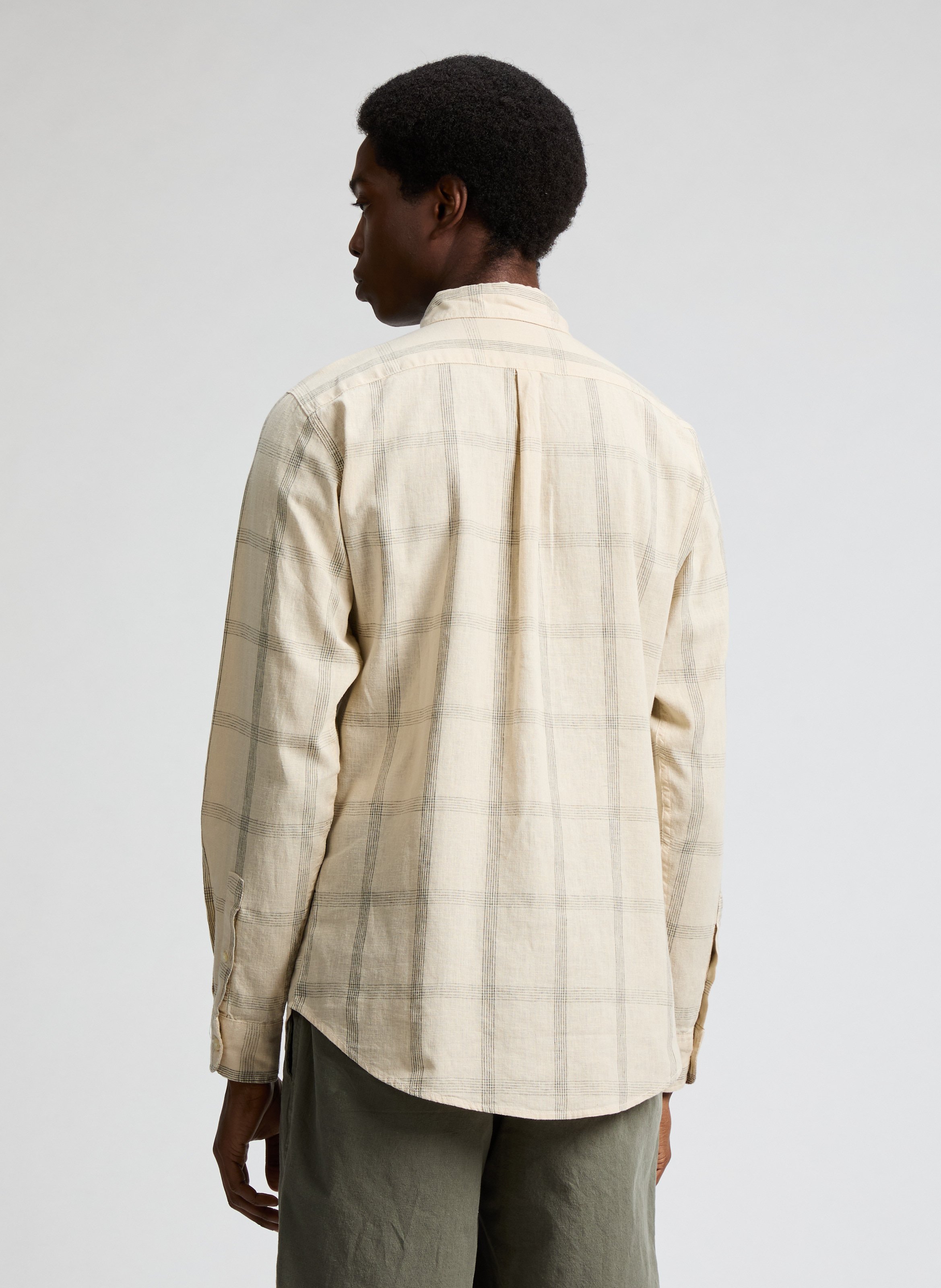 Chemise slim en lin et coton DOCKERS Beige