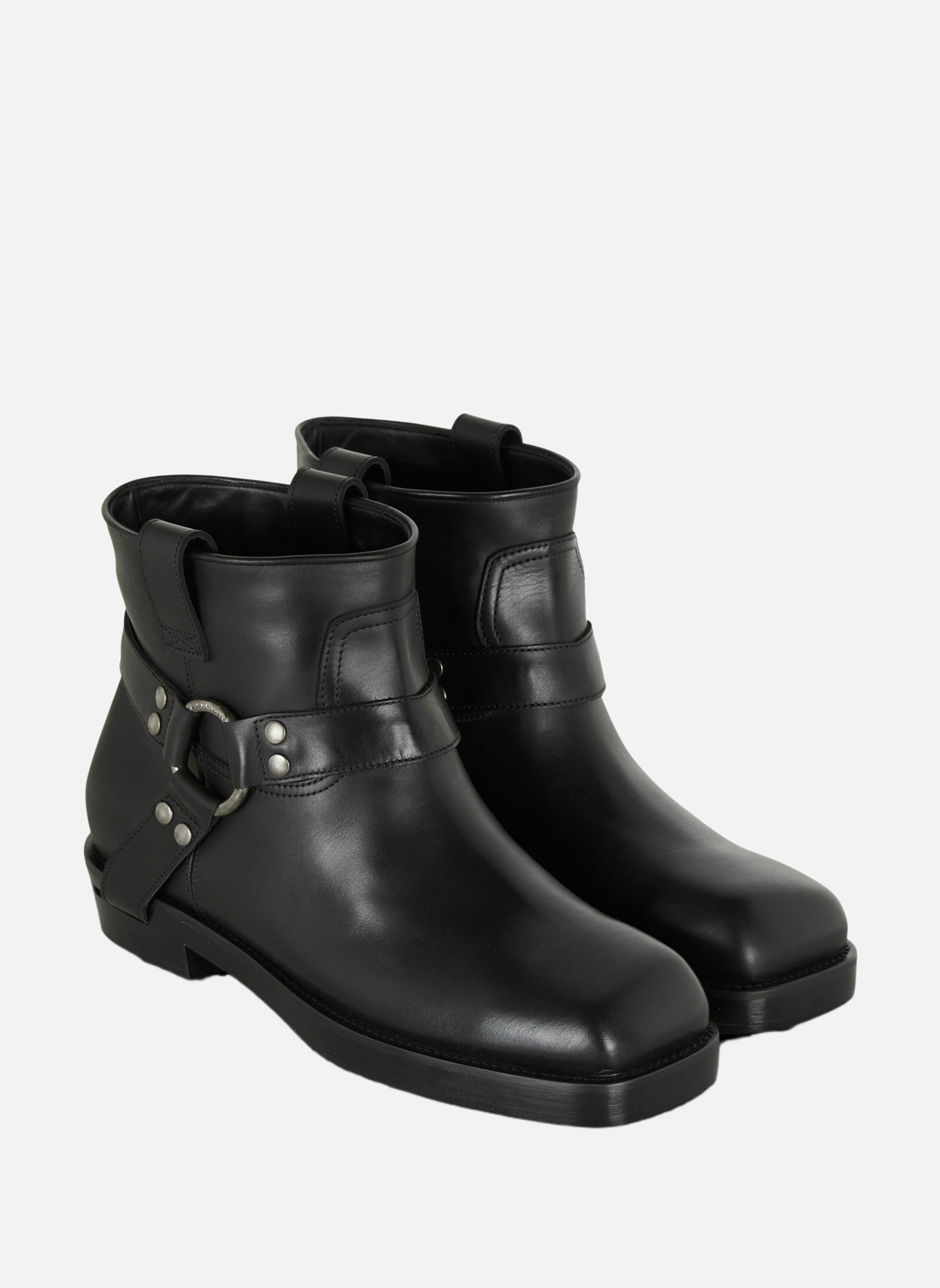 Bottines biker en cuir de veau BALMAIN Noir