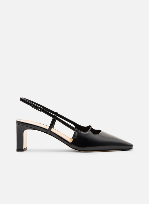 Sling back samar en napa craquele Noir by PARALLELE PARALLELE Sling back samar en napa craquele Noir