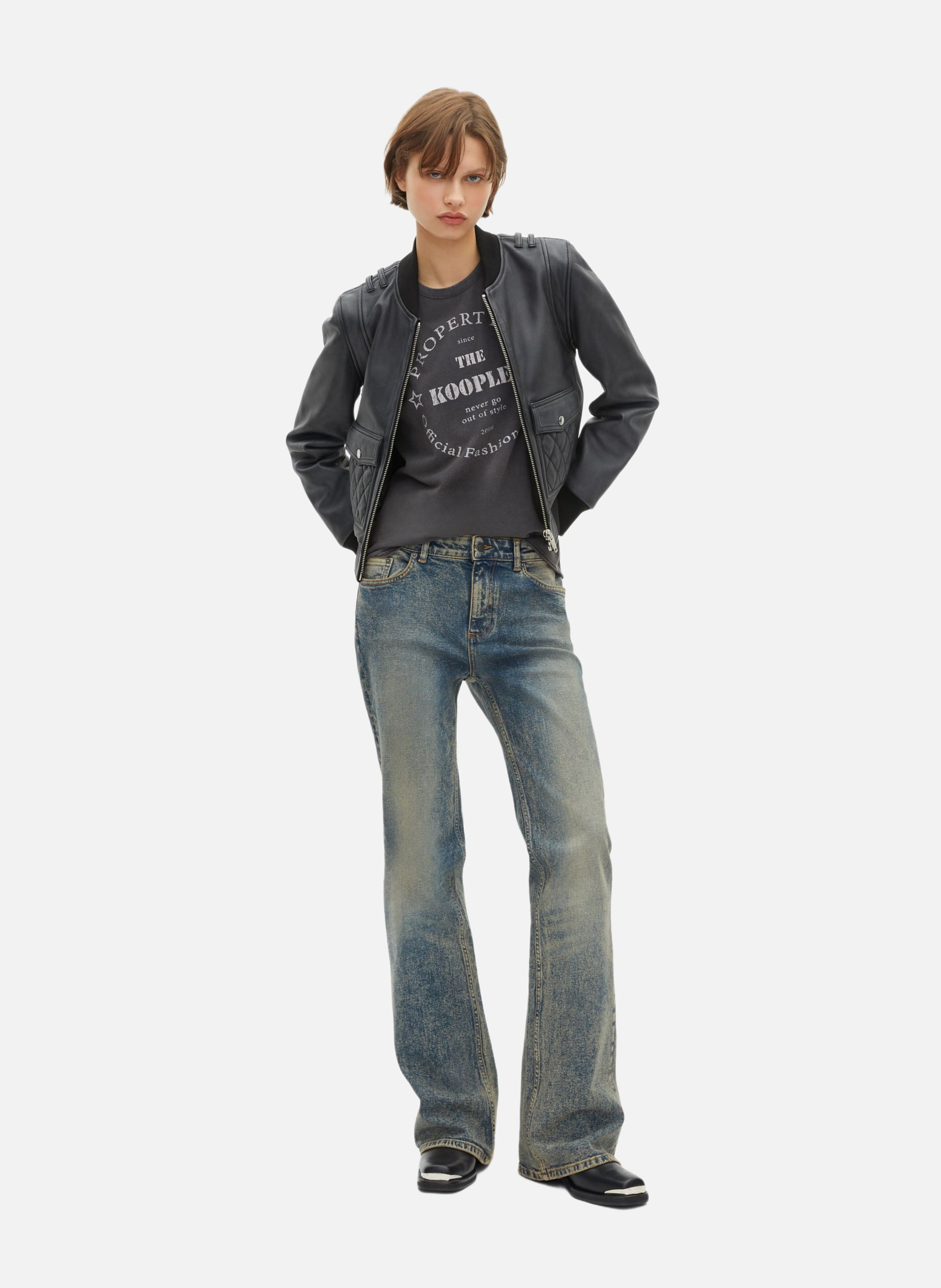 Blouson en cuir THE KOOPLES Noir