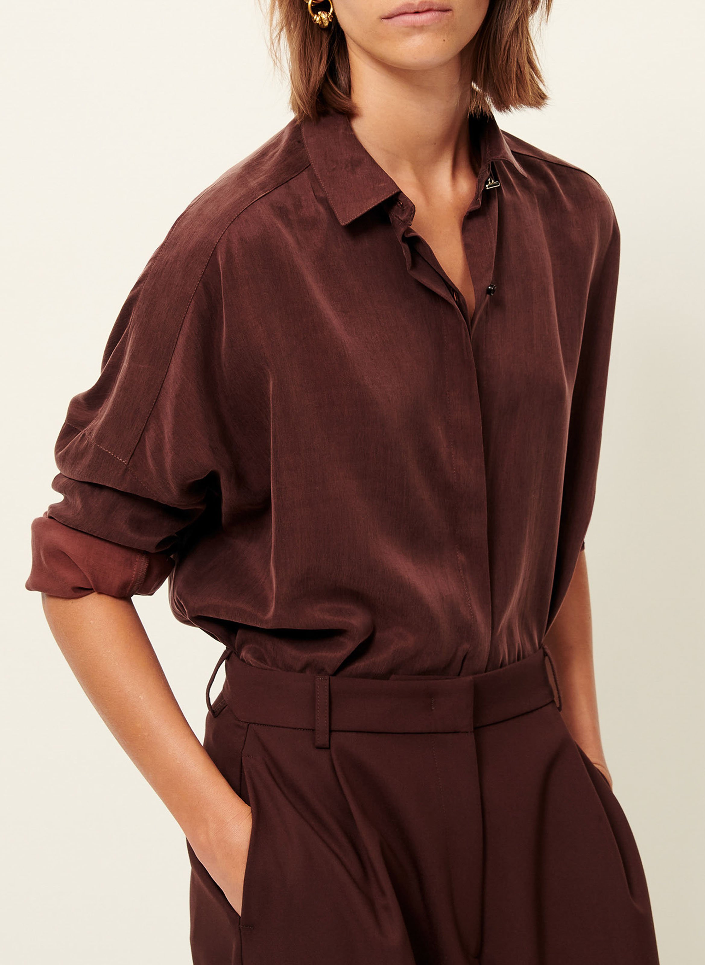 Chemise col classique satinée lady d SESSUN Marron
