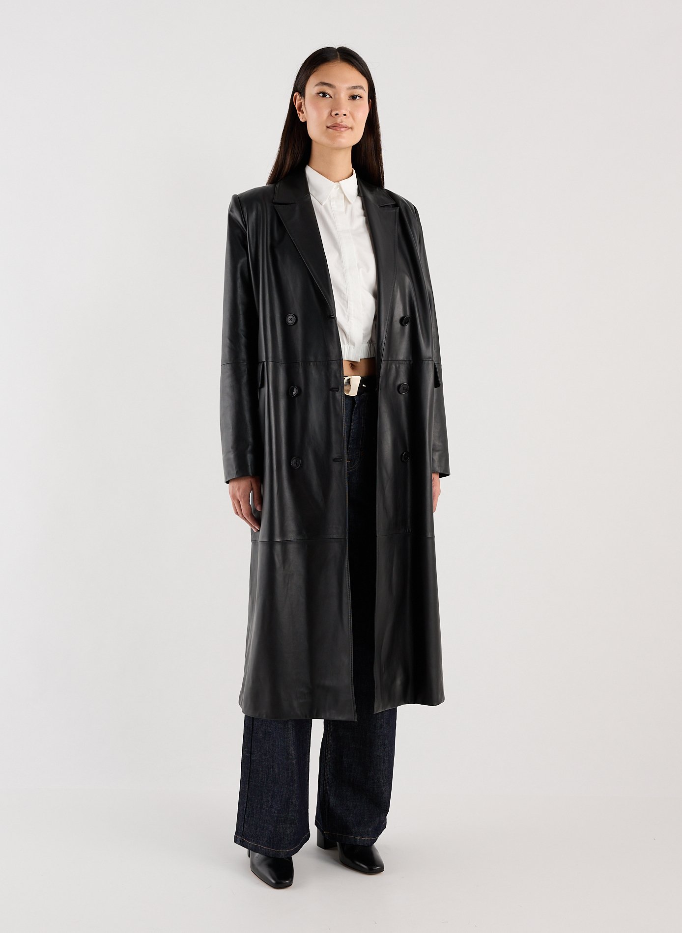Long sheepskin leather coat SAISON 1865 Black