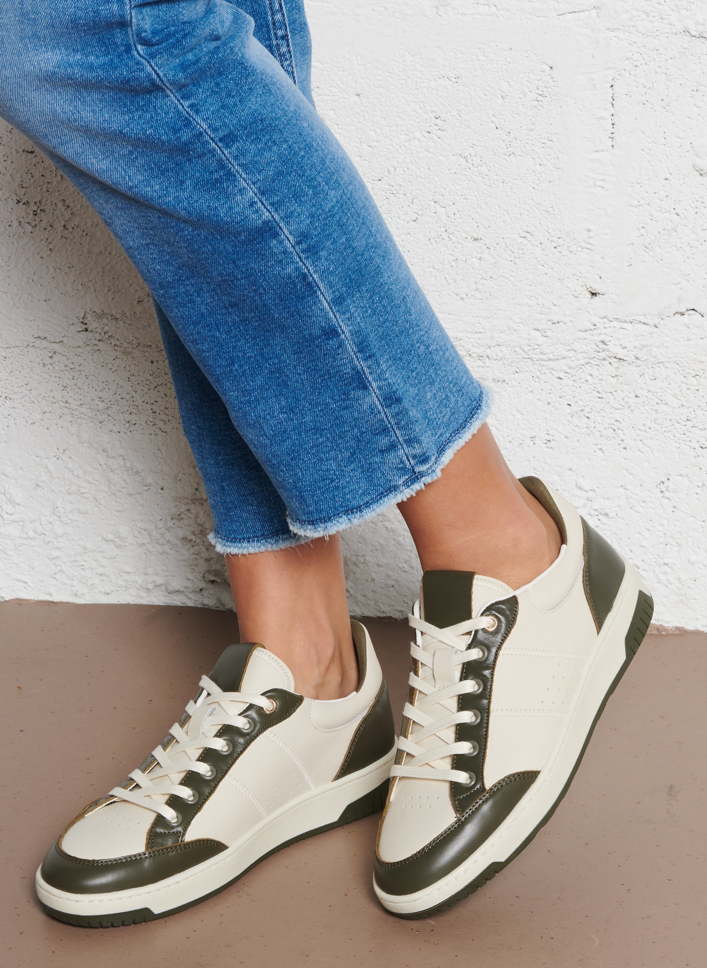 Baskets basses en cuir velora MAISON 123 Kaki