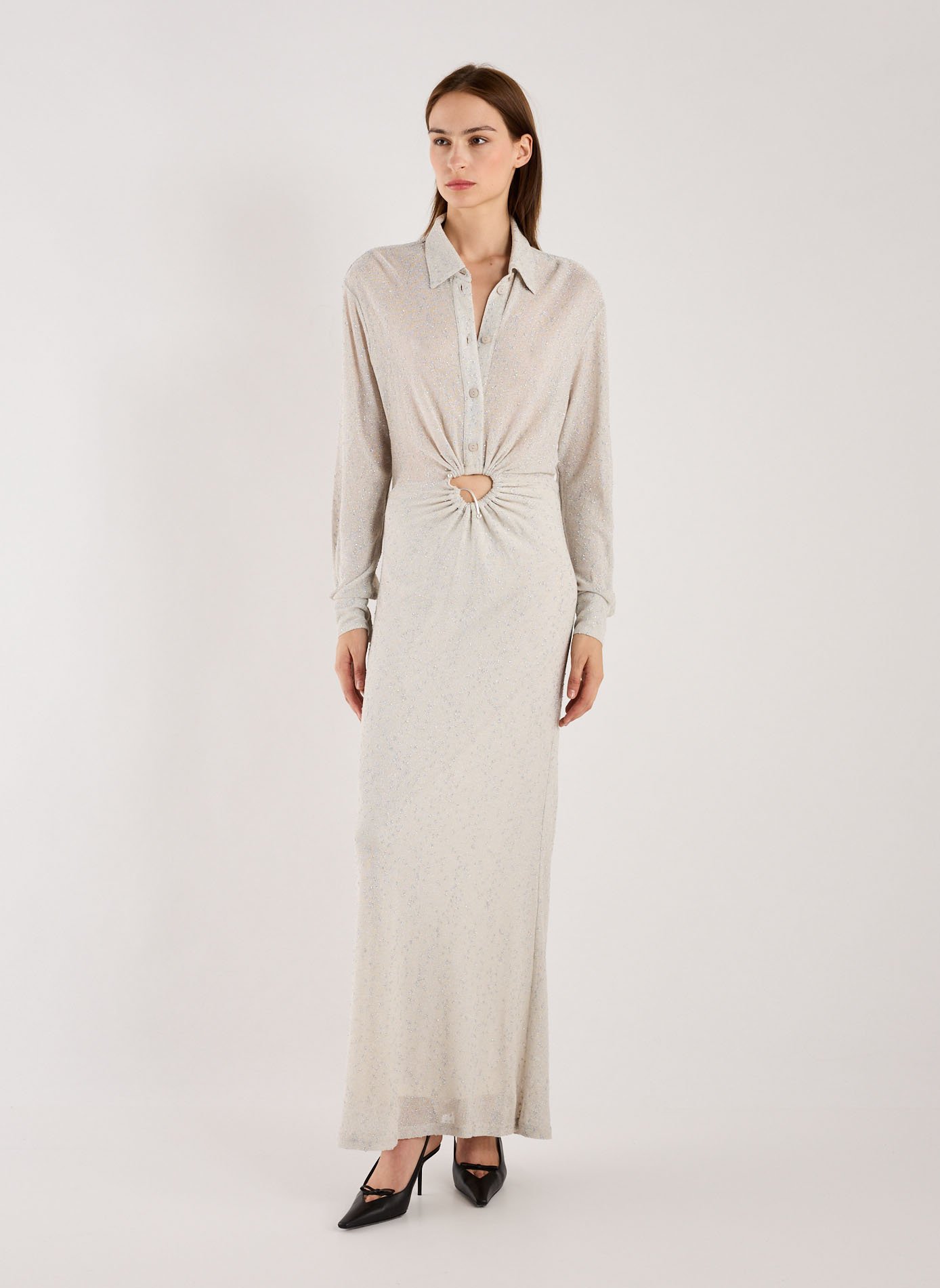 CHRISTOPHER ESBER Robe longue métallisée Beige