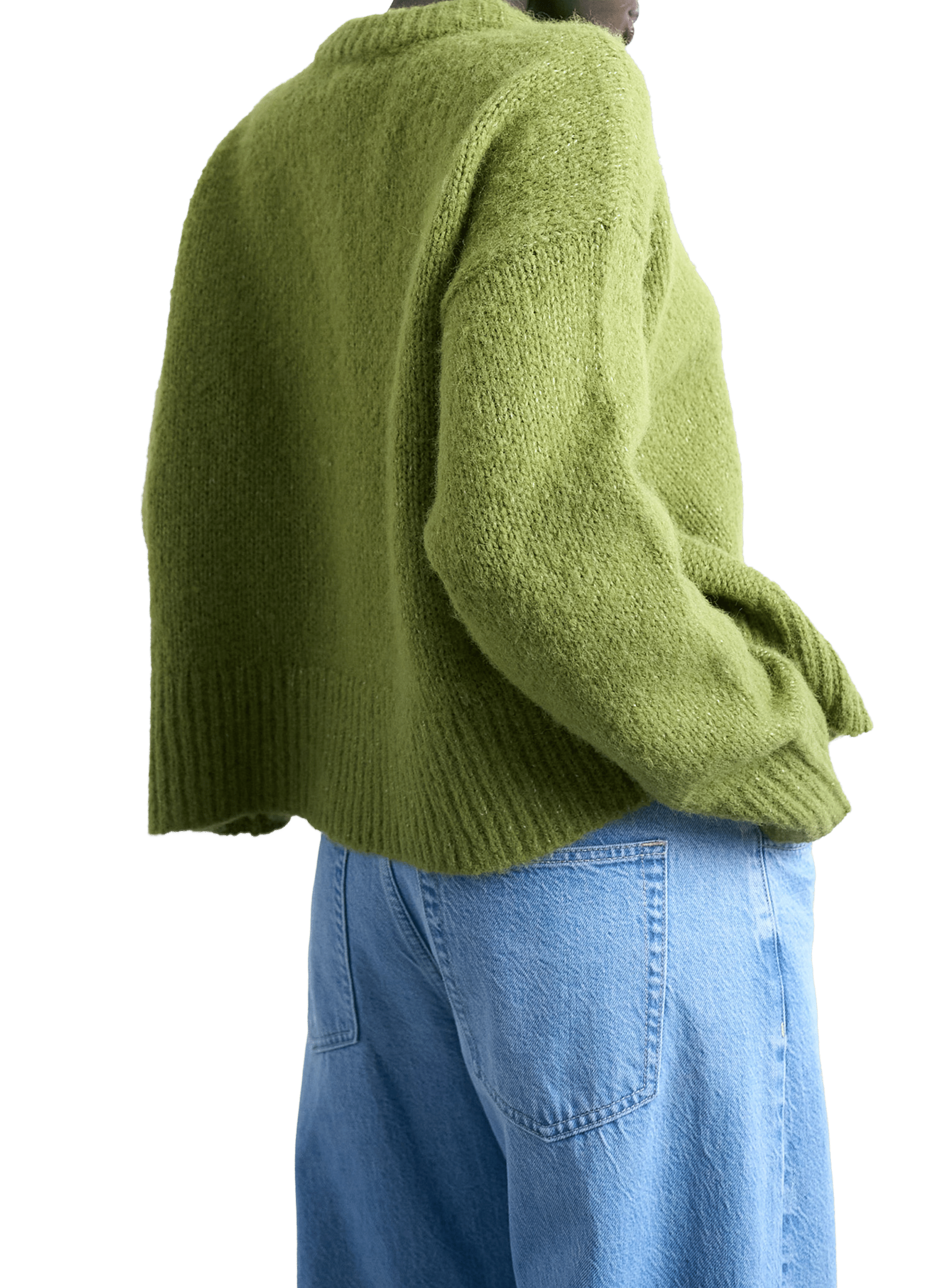 Pull col rond en maille TOPSHOP Vert