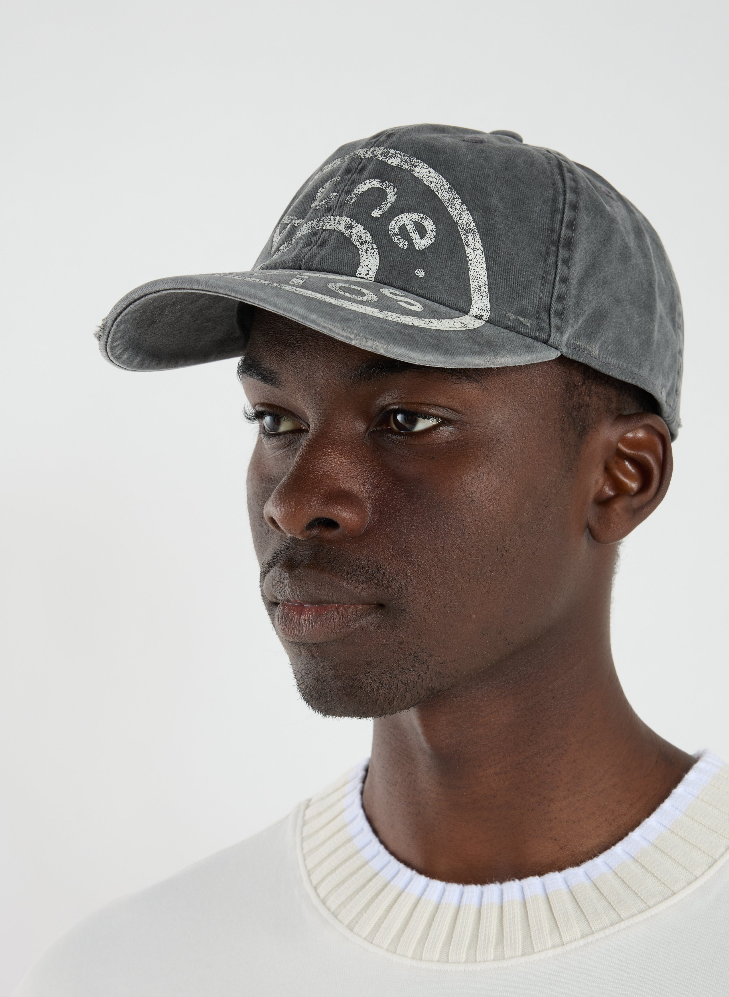 Casquette imprimée en denim de coton ACNE STUDIOS Noir