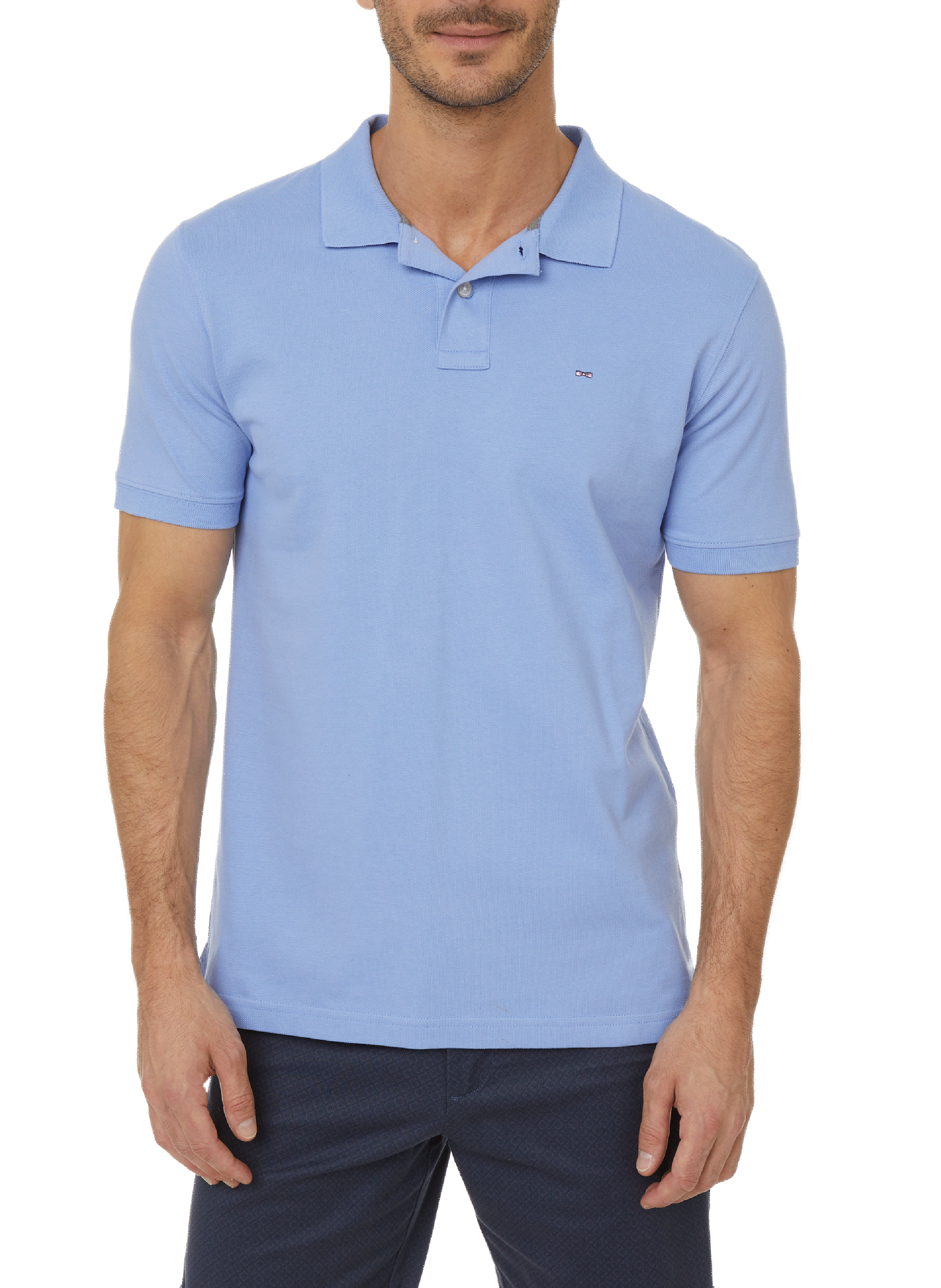 EDEN PARK Polo uni en piqué de coton Bleu