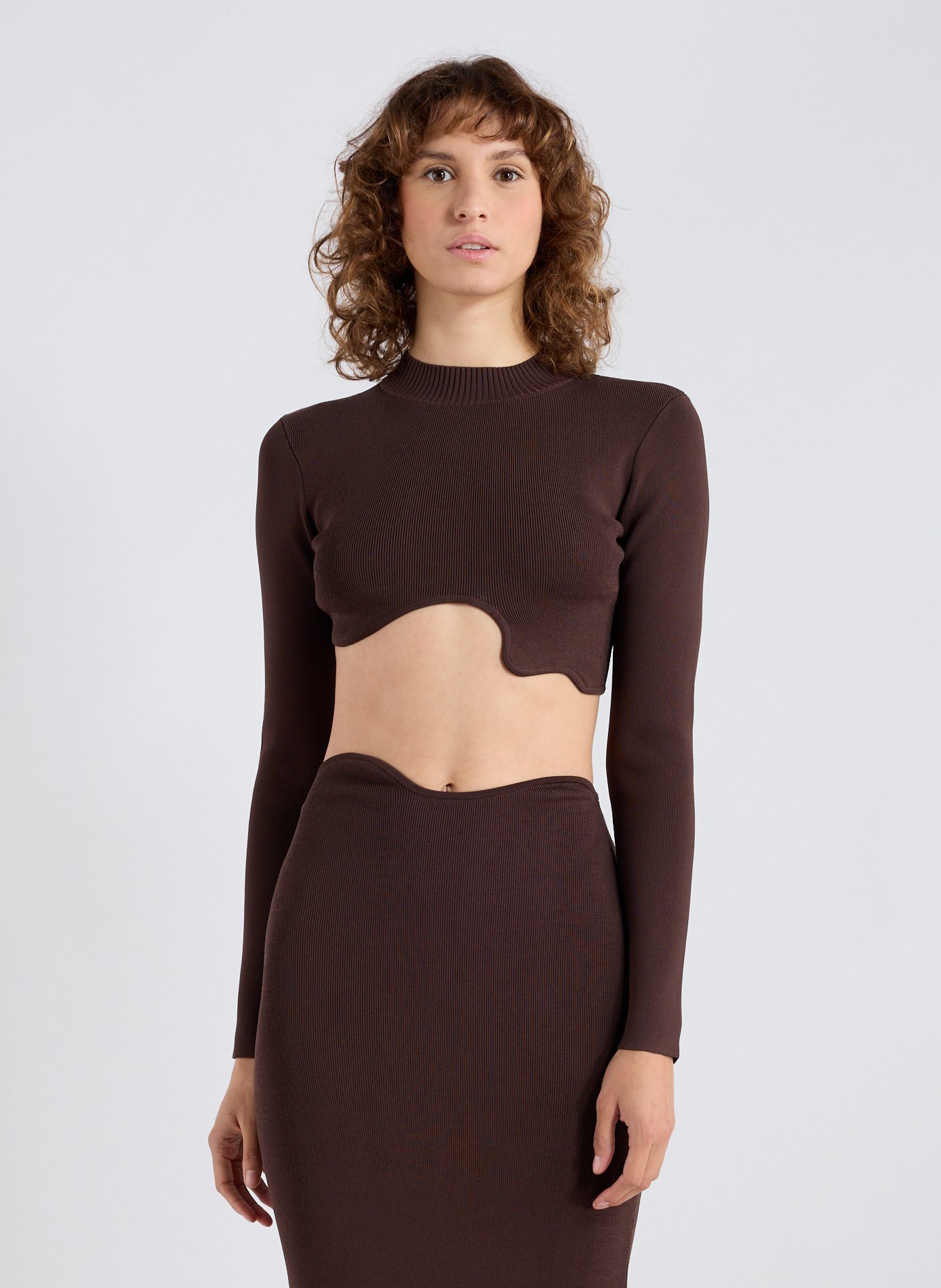 CHRISTOPHER ESBER Top court à manches longue Brown