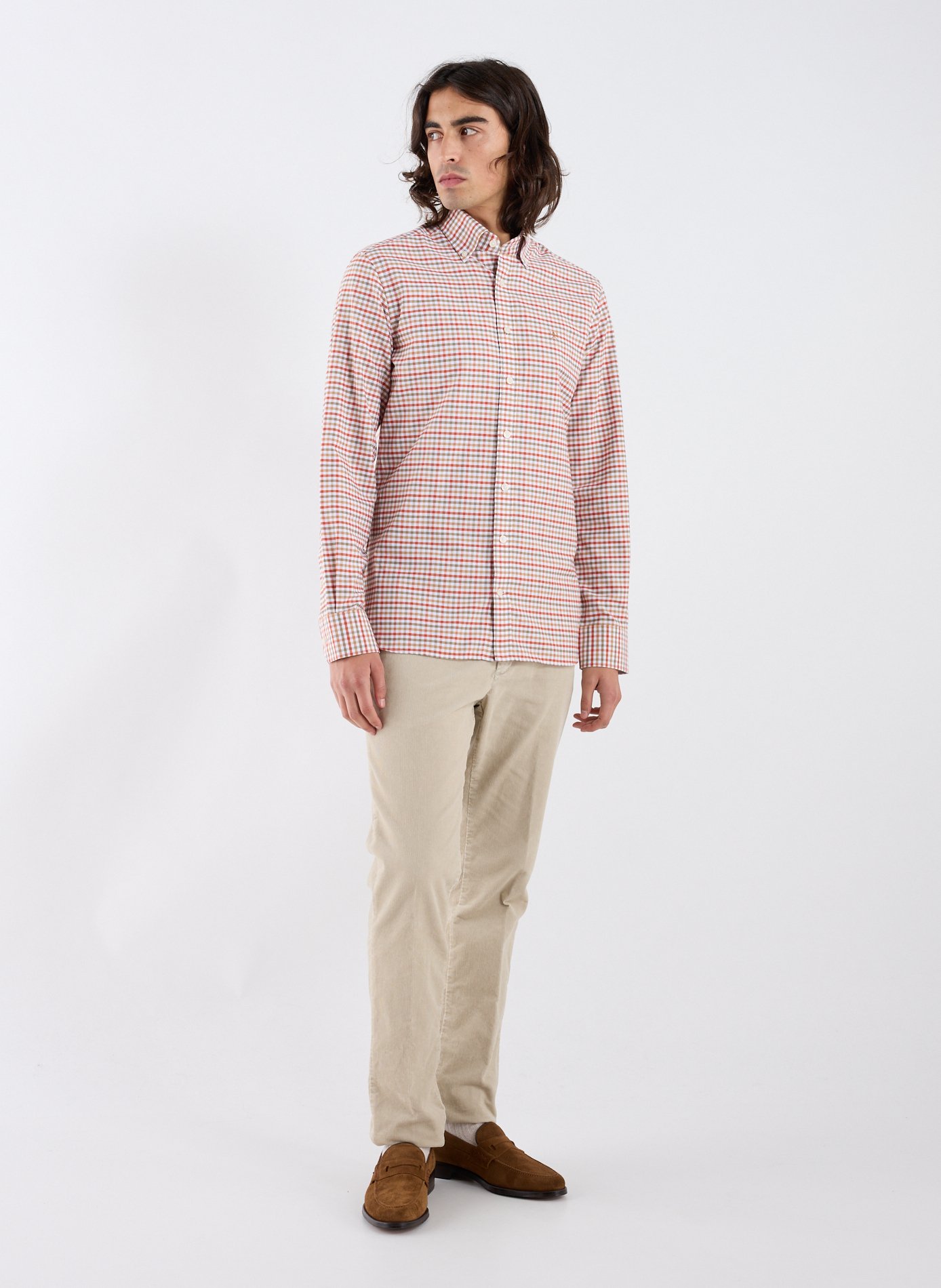 Checked cotton American collar shirt HACKETT Green