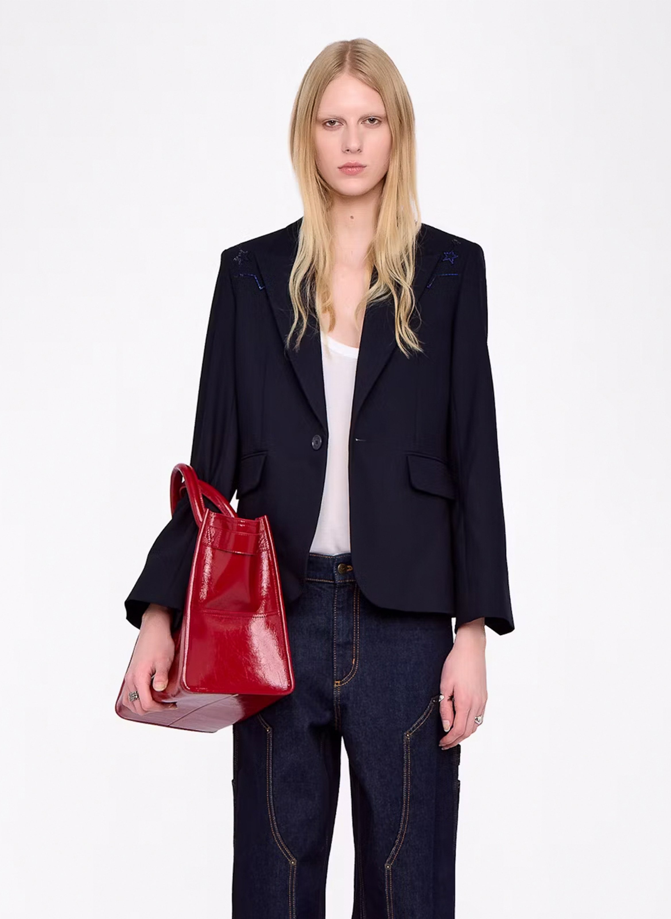 Veste tailleur droite à strass vavy ZADIG&VOLTAIRE Bleu