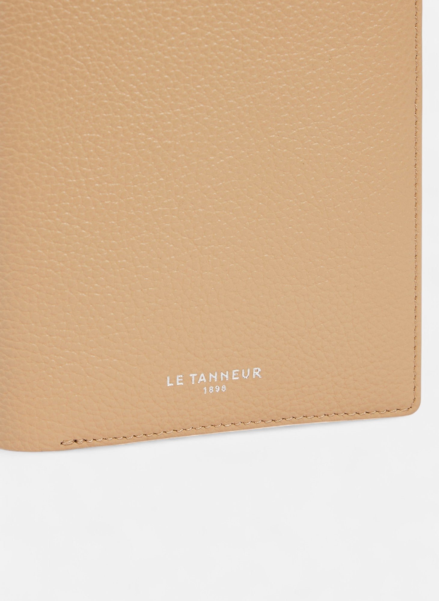 Portefeuille vertical zippé emile en cuir grainé LE TANNEUR Beige