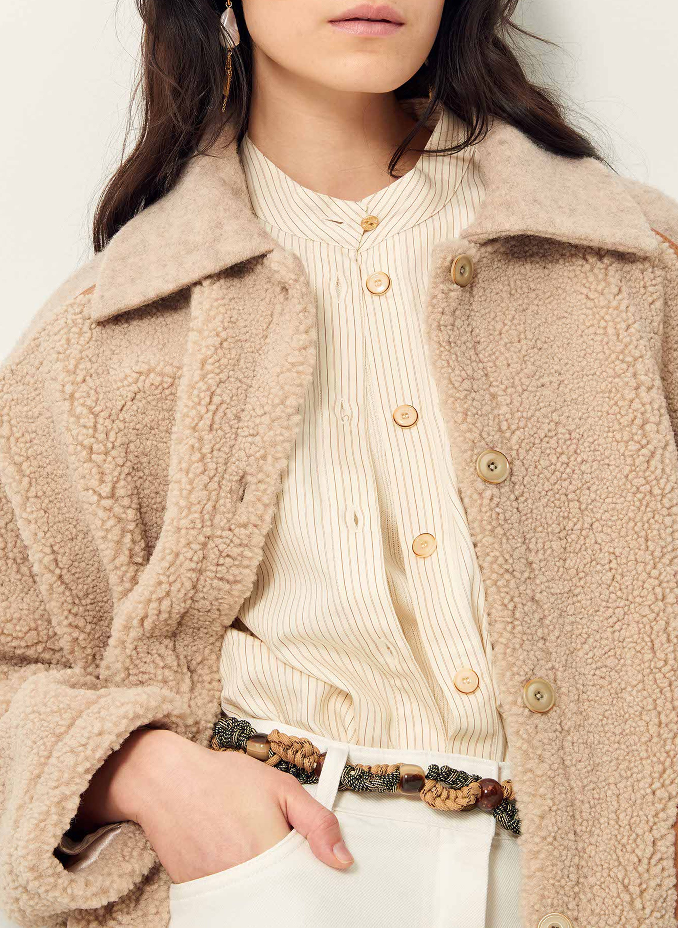 Veste oversize en laine mélangée icy rocky SESSUN Beige