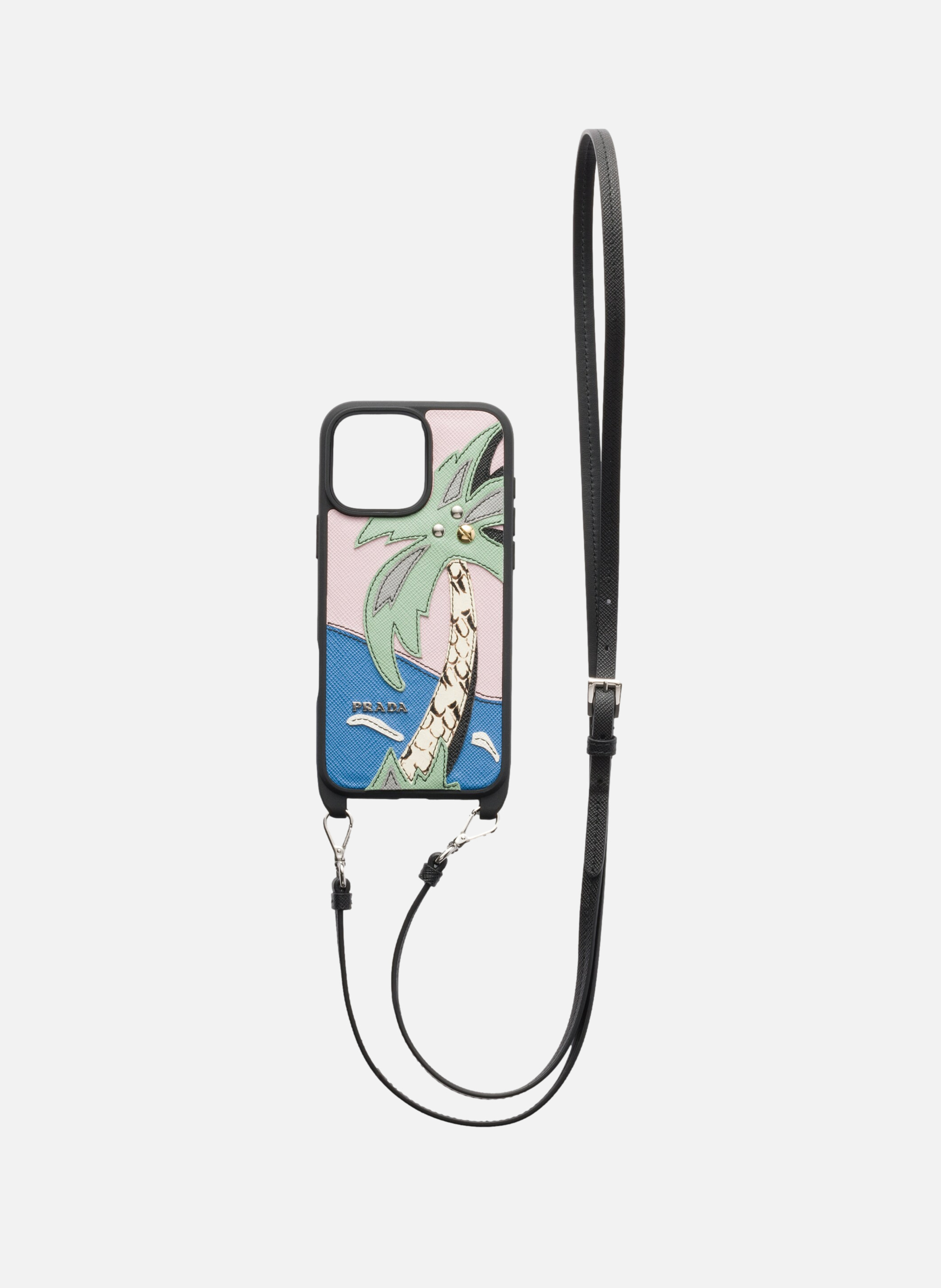 Coque pour iphone 16 pro max en cuir saffiano et c PRADA Rose