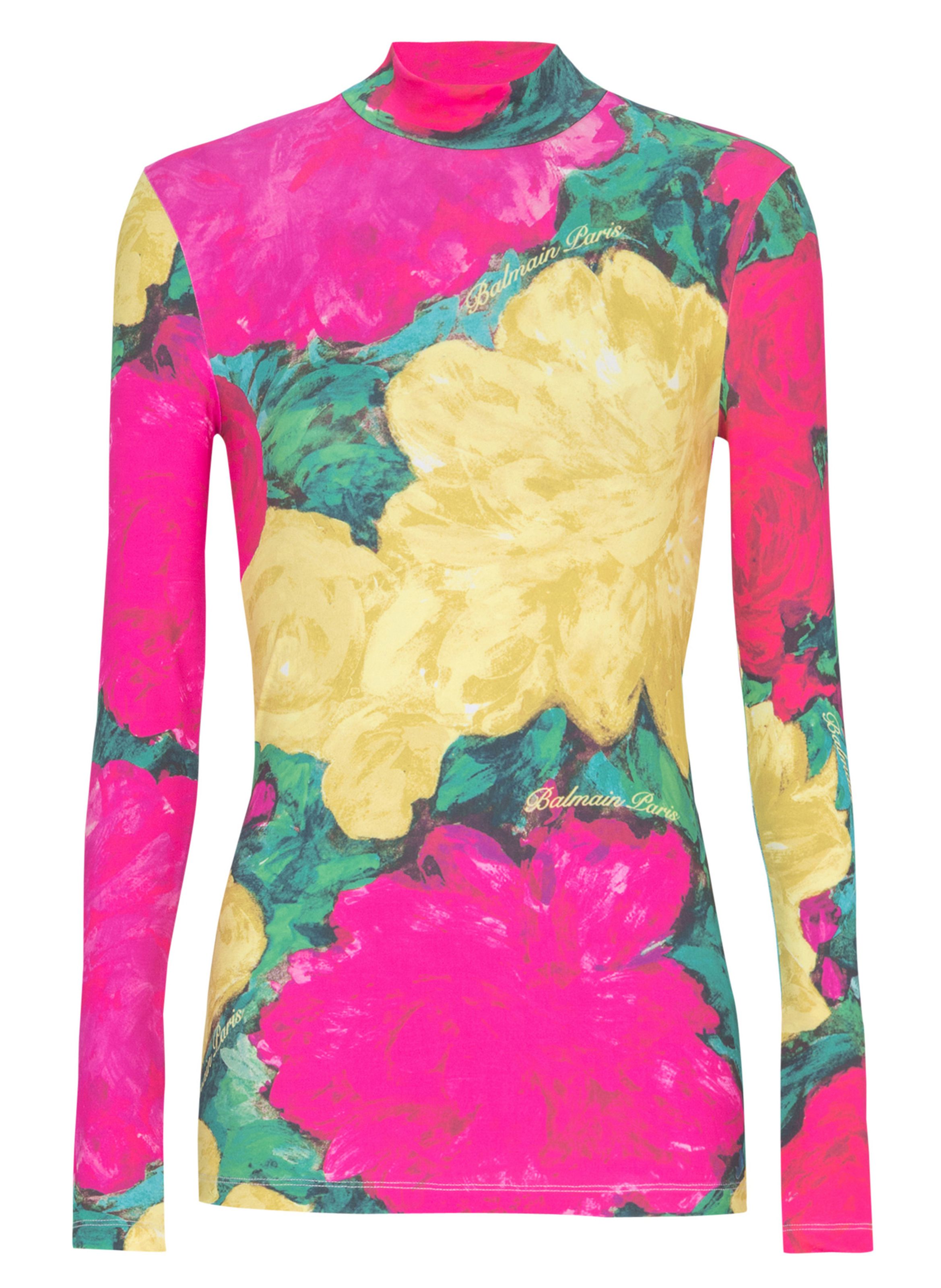 Top à imprimé avec col montant BALMAIN Multicolore