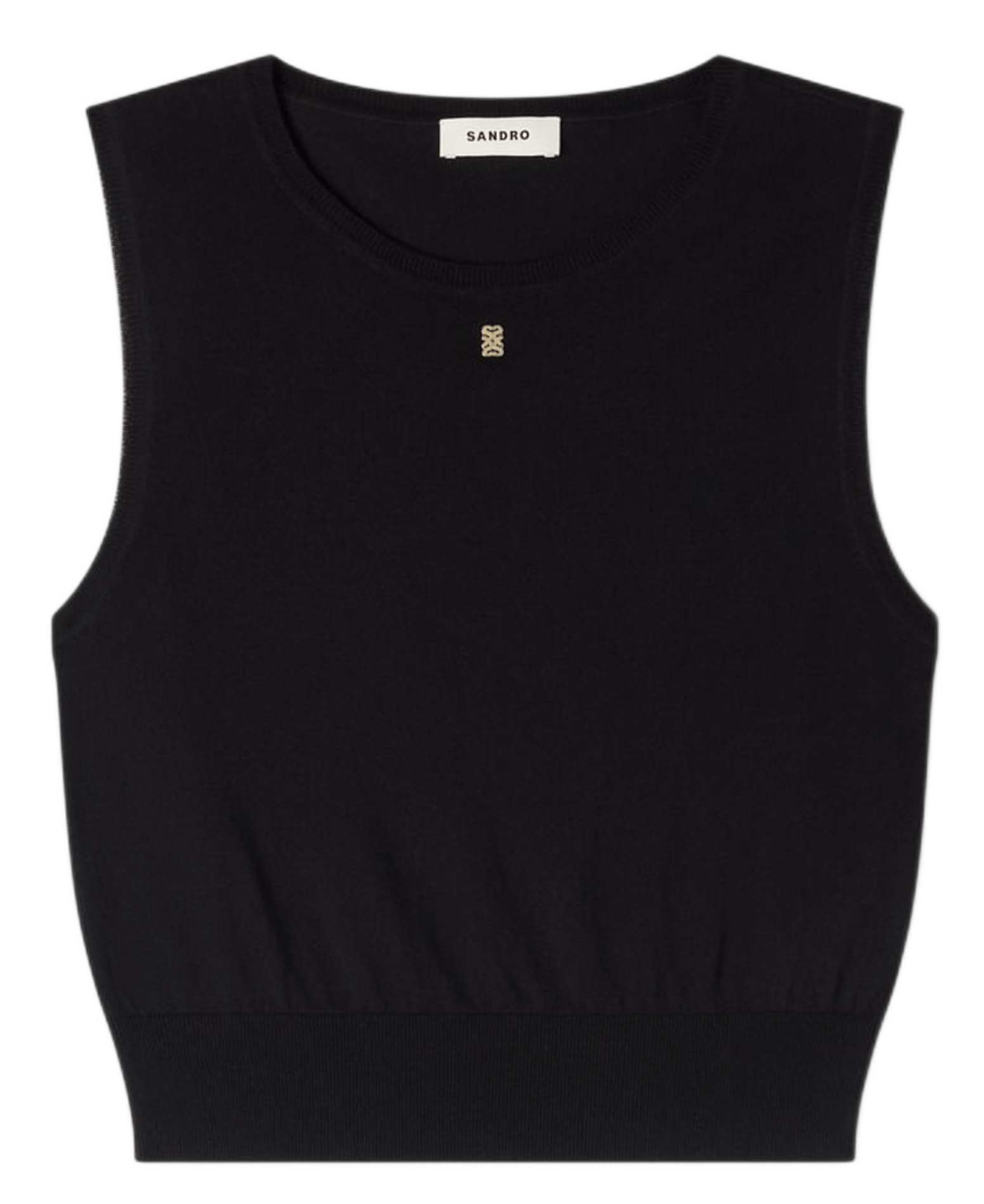 Top col rond en cootn mélangé SANDRO Noir