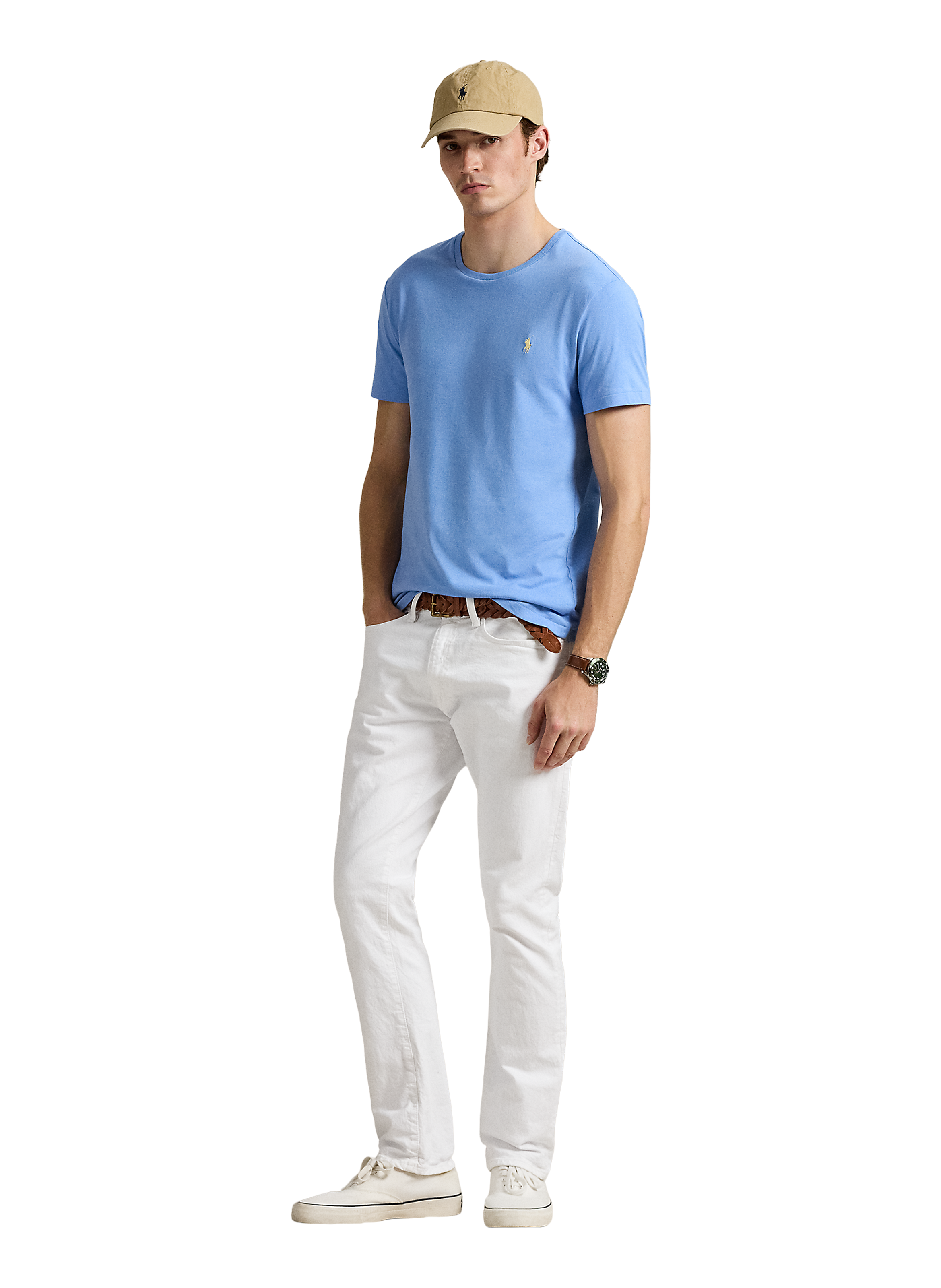 T-shirt slim en coton POLO RALPH LAUREN Bleu