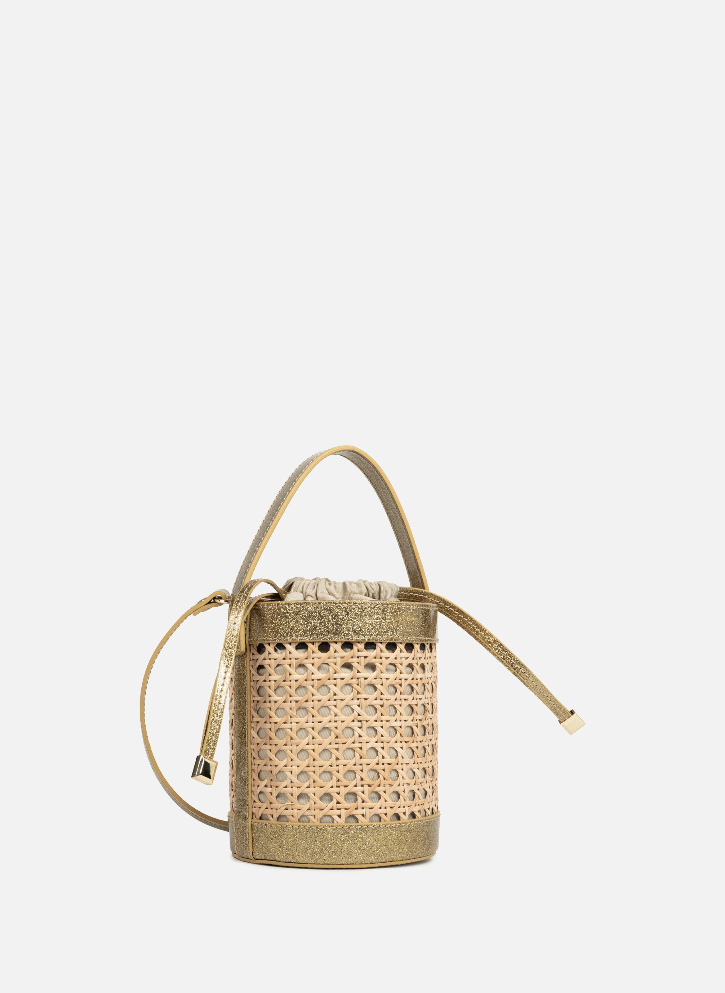 Petit sac seau - cannage rotin LANCASTER Doré