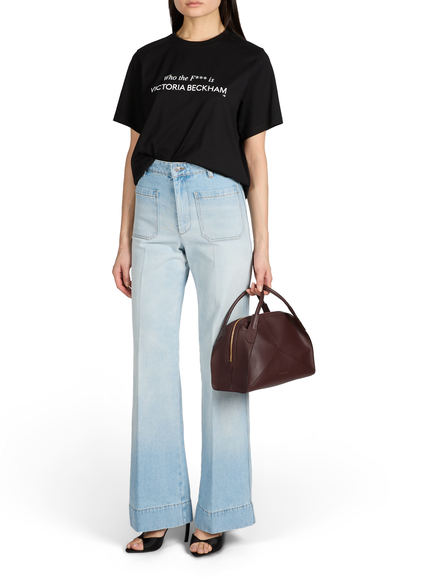 T-shirt en coton organique VICTORIA BECKHAM Noir