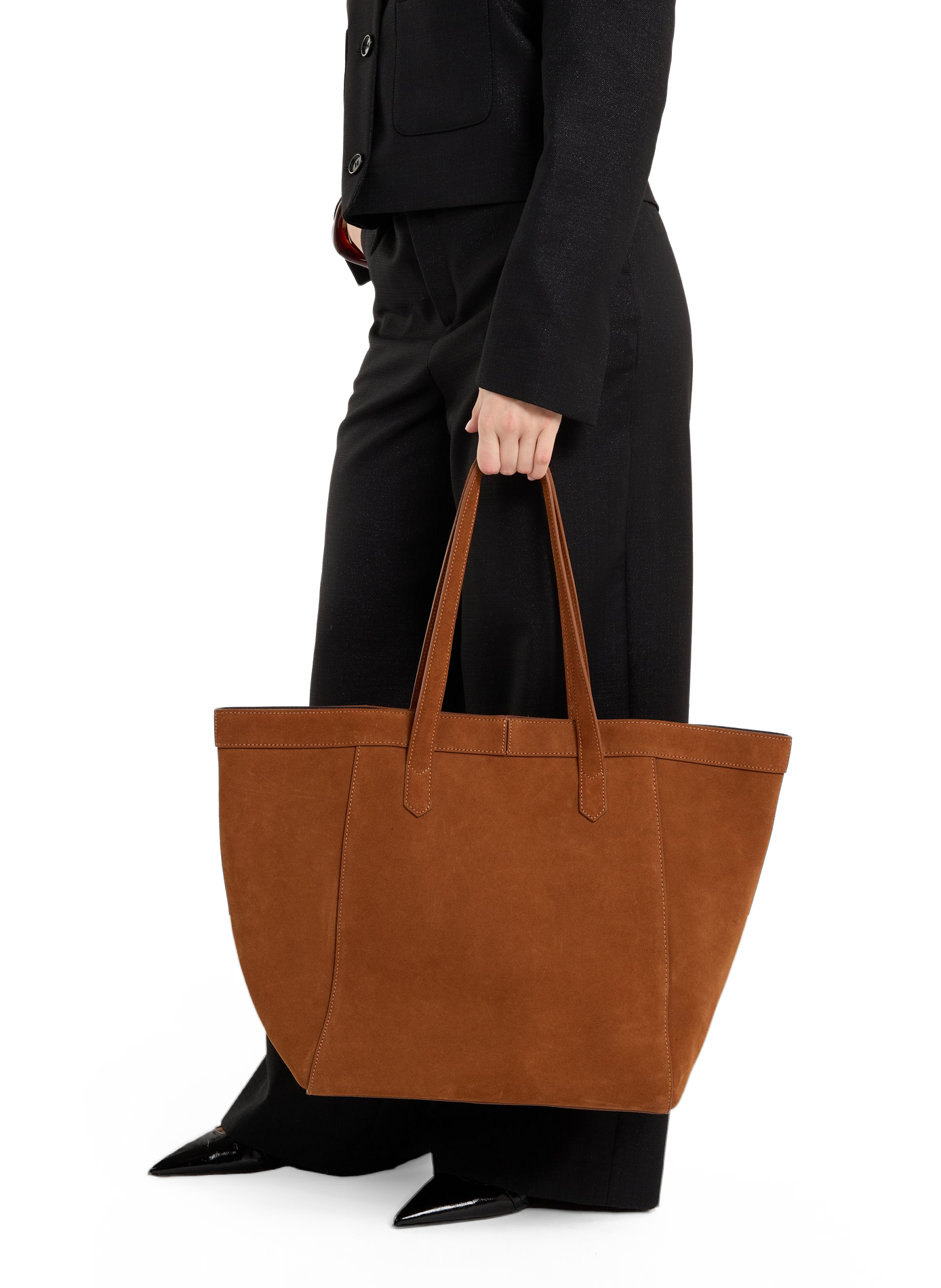 Sac cabas Enzo en cuir suédé SAISON 1865 Marron