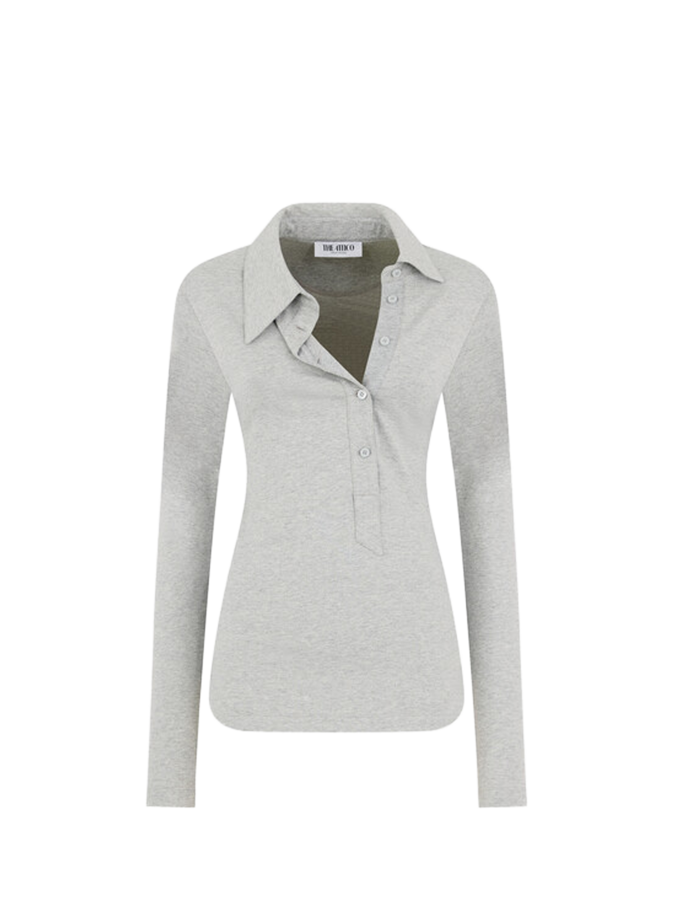 Polo à col asymétrique en coton mélangé THE ATTICO Gris