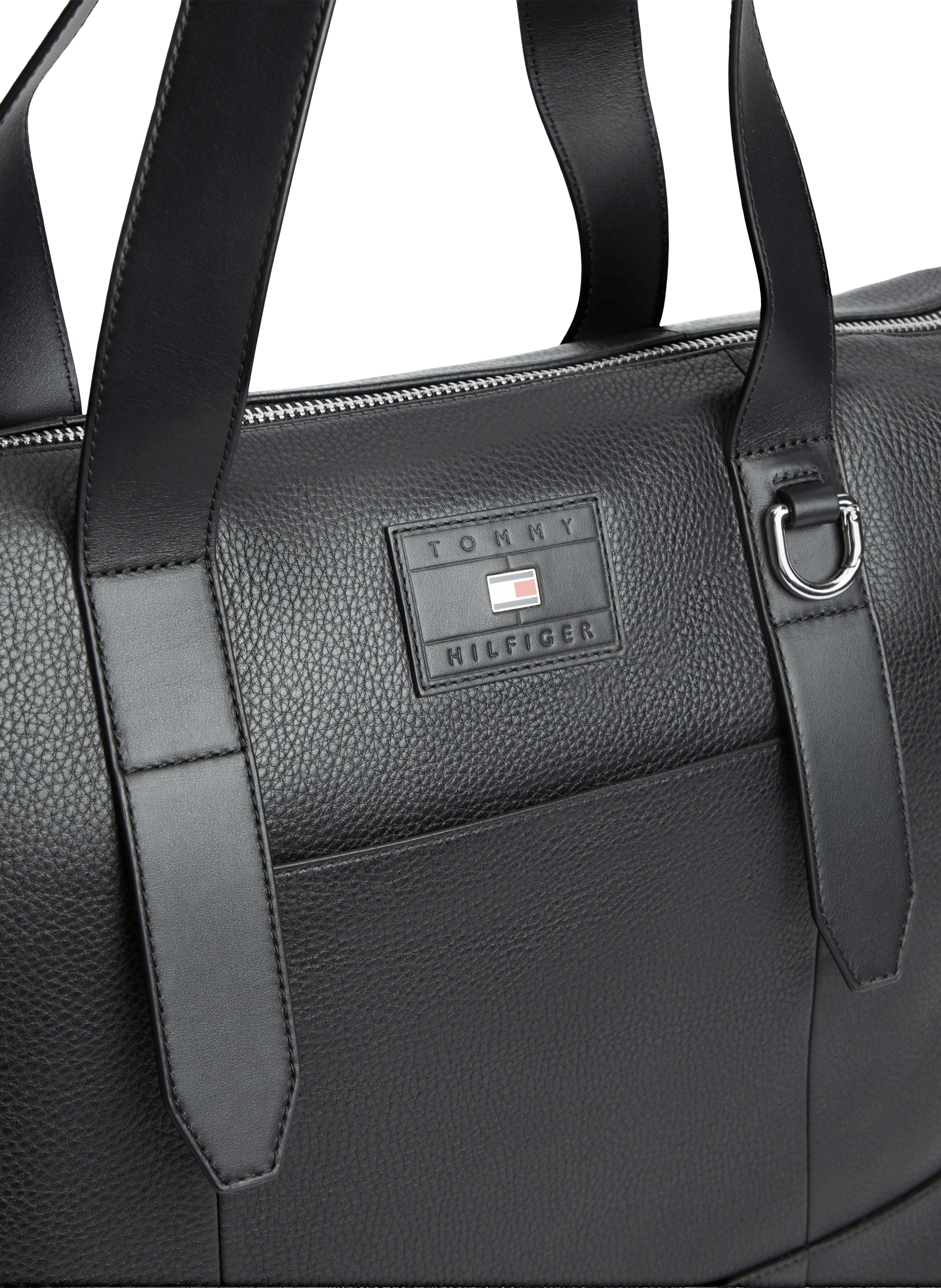 Leather weekend shoulder bag TOMMY HILFIGER Black