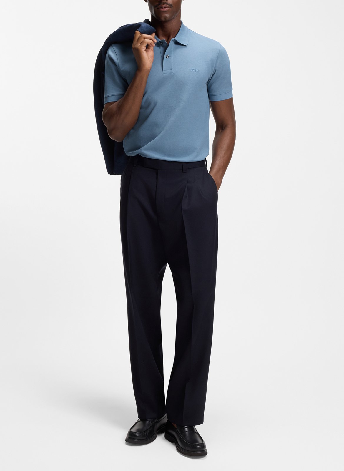 Polo manches courtes droit uni BOSS Bleu