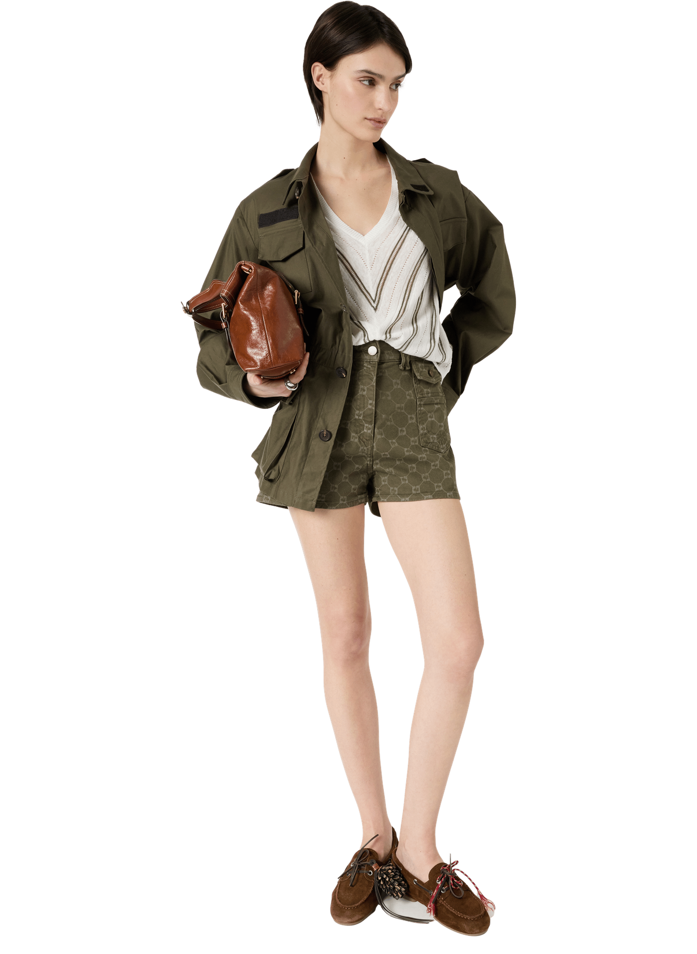 Pull v rayé en lin et coton - lerya GERARD DAREL Vert