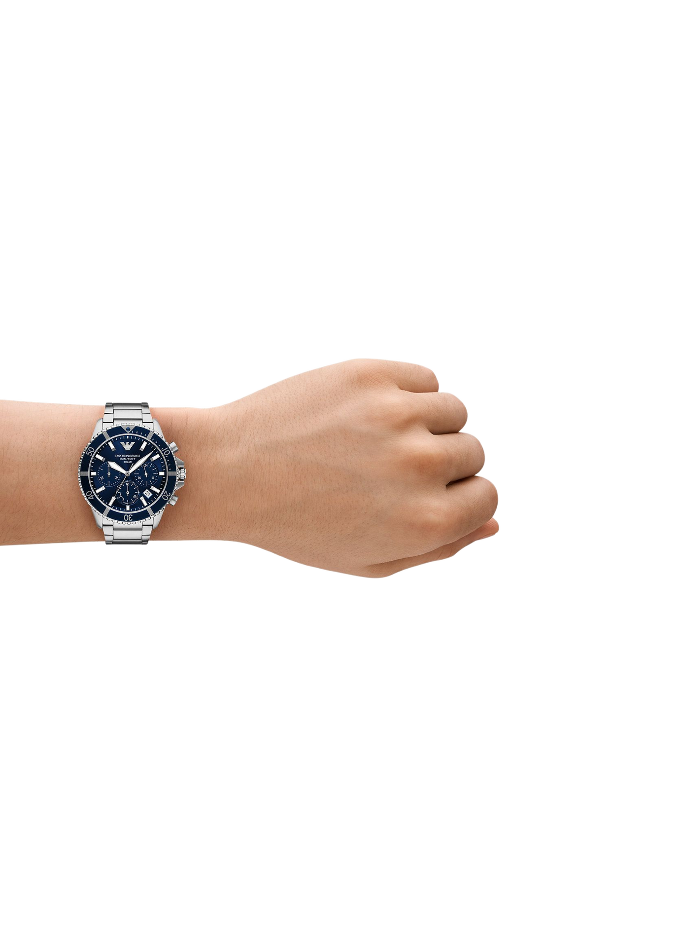 Montre quartz World Explorer en acier inoxydable ARMANI MONTRES Bleu